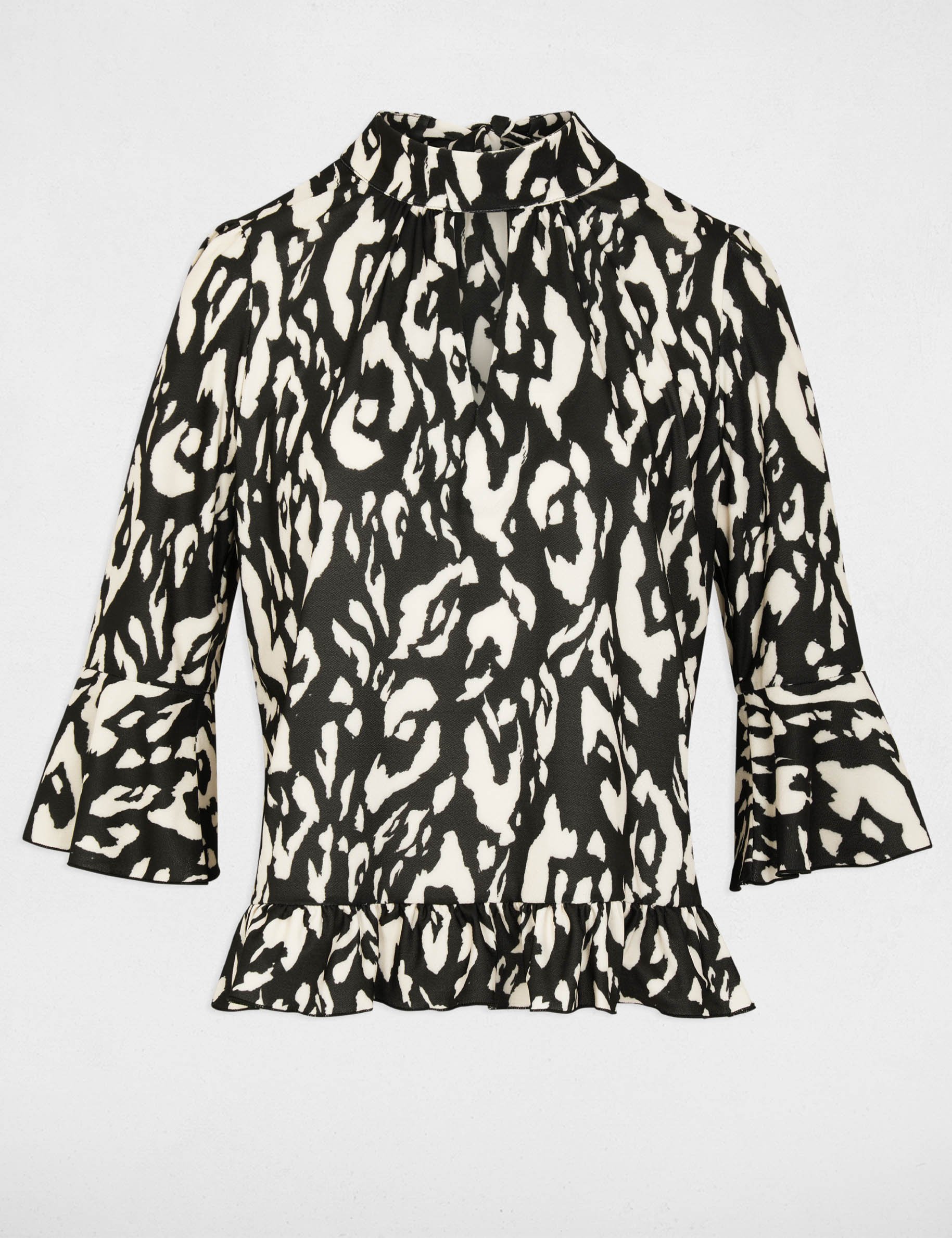 Lange mouwen T-shirt met col helder wit vrouw