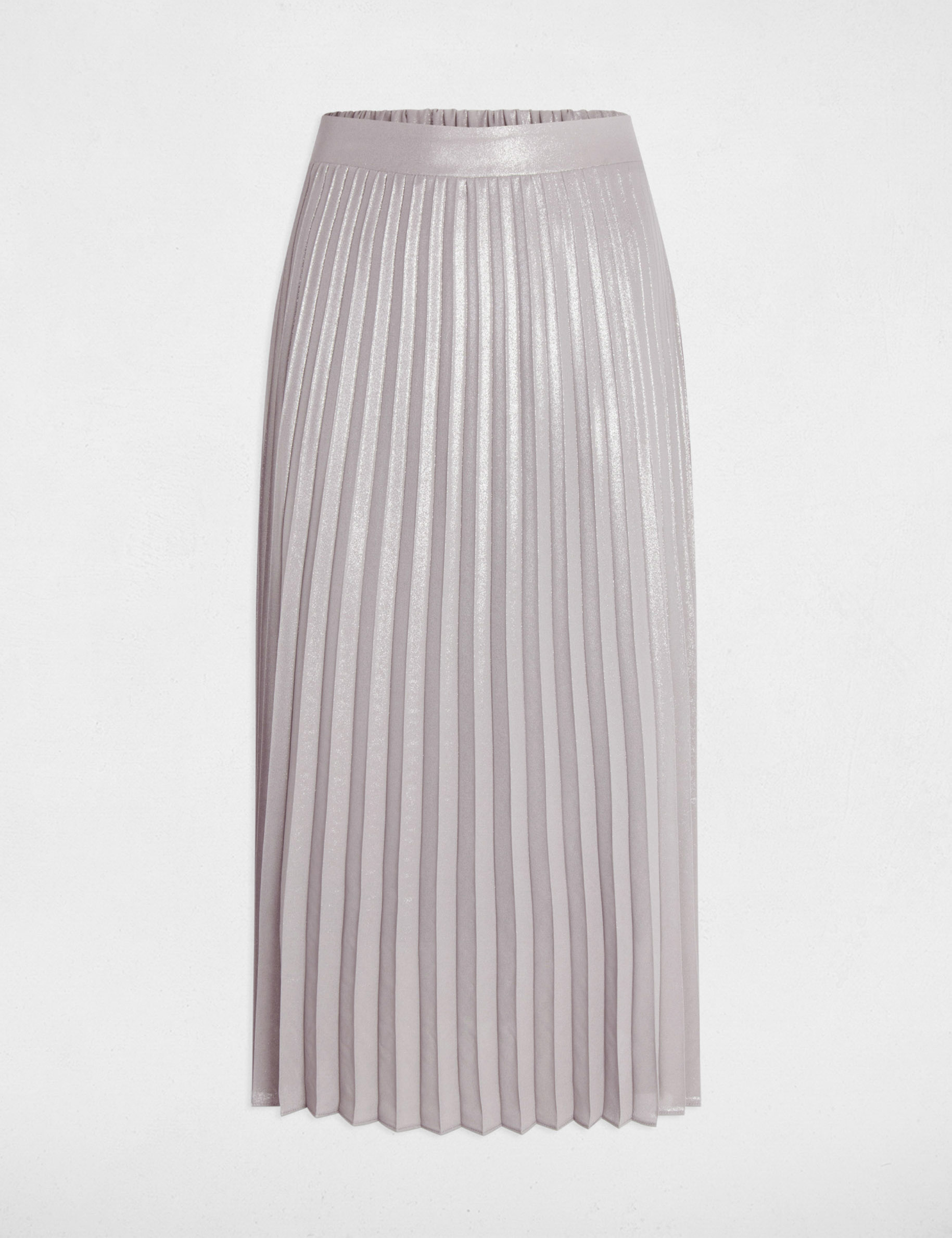 Geplooide lange rok couleur argent vrouw