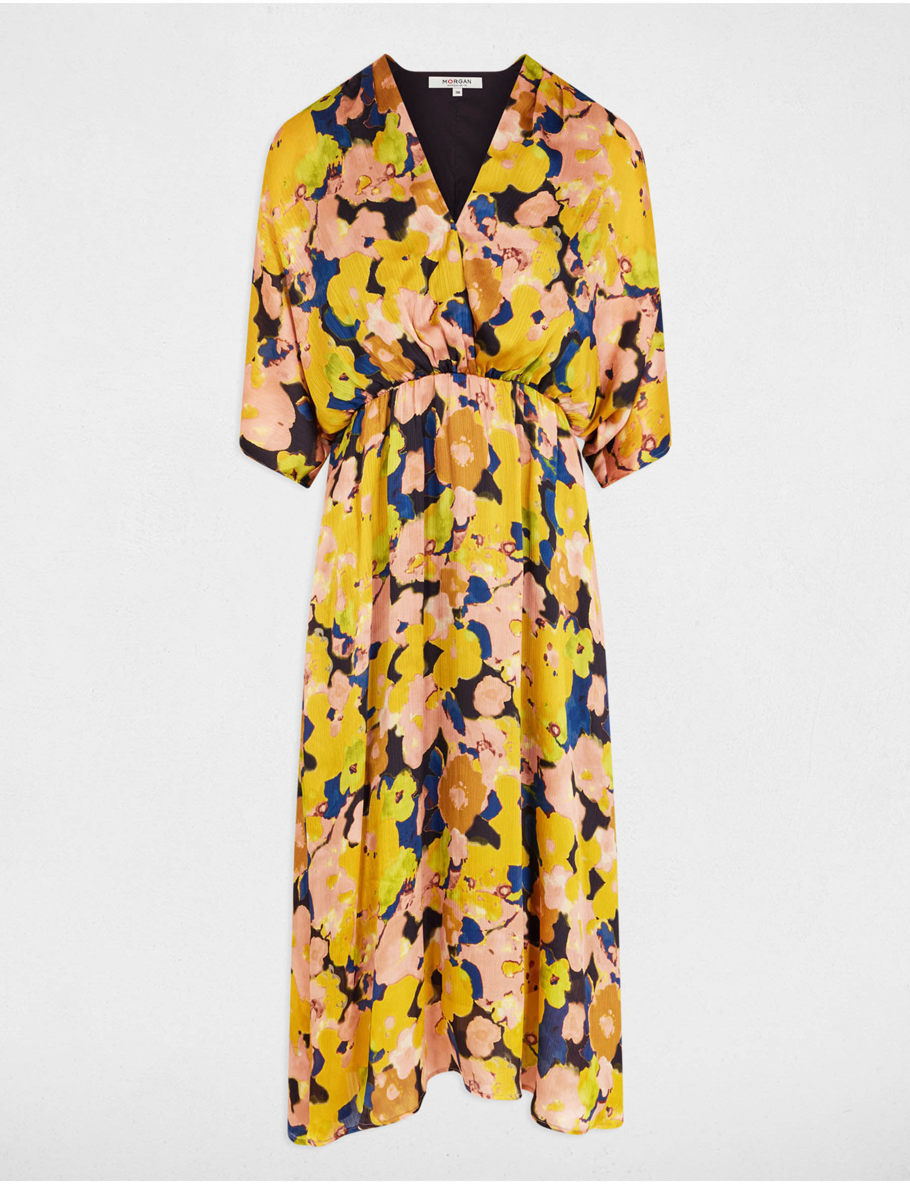 Robe midi droite imprimée multicolore femme