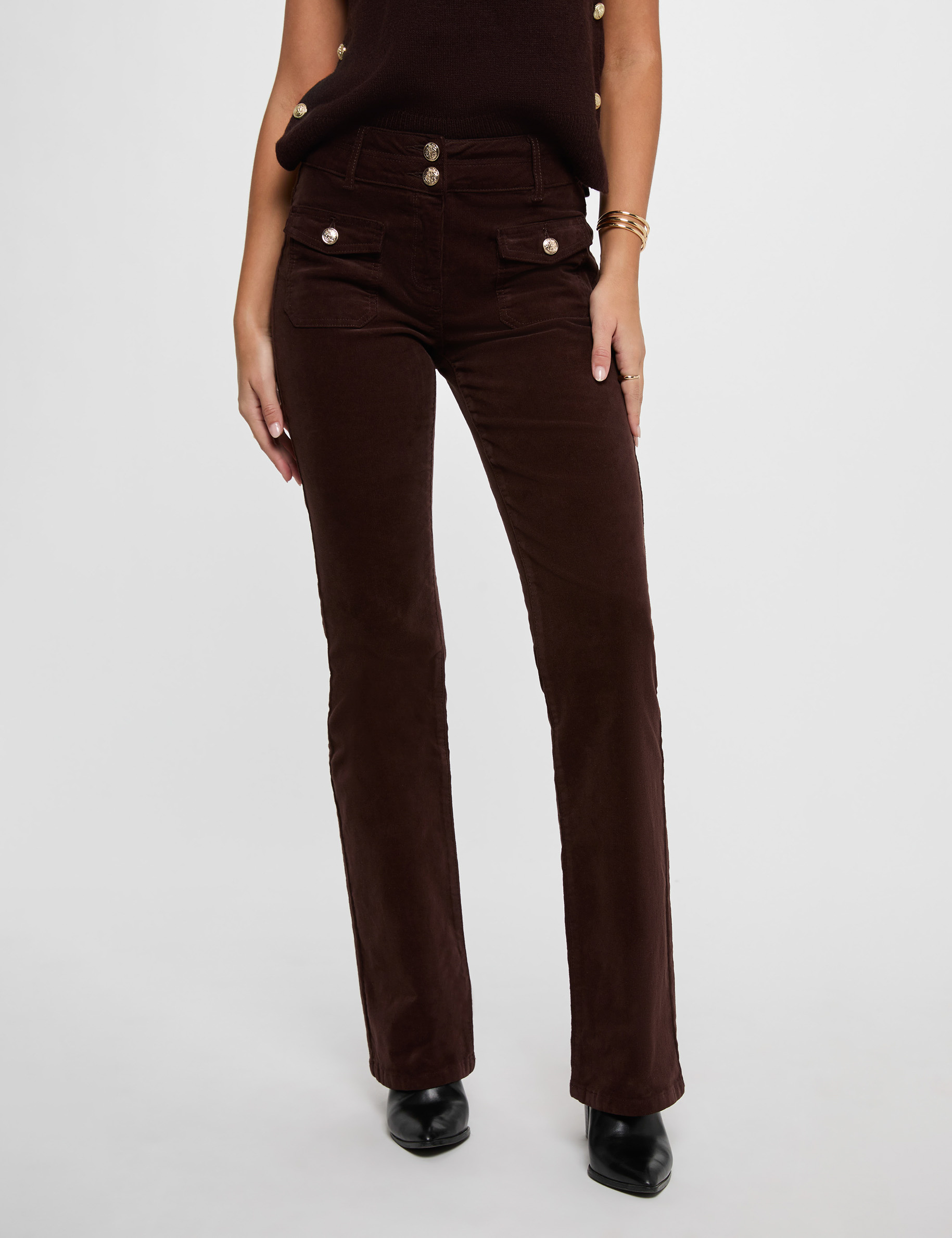 Broek van corduroy donker bruin vrouw