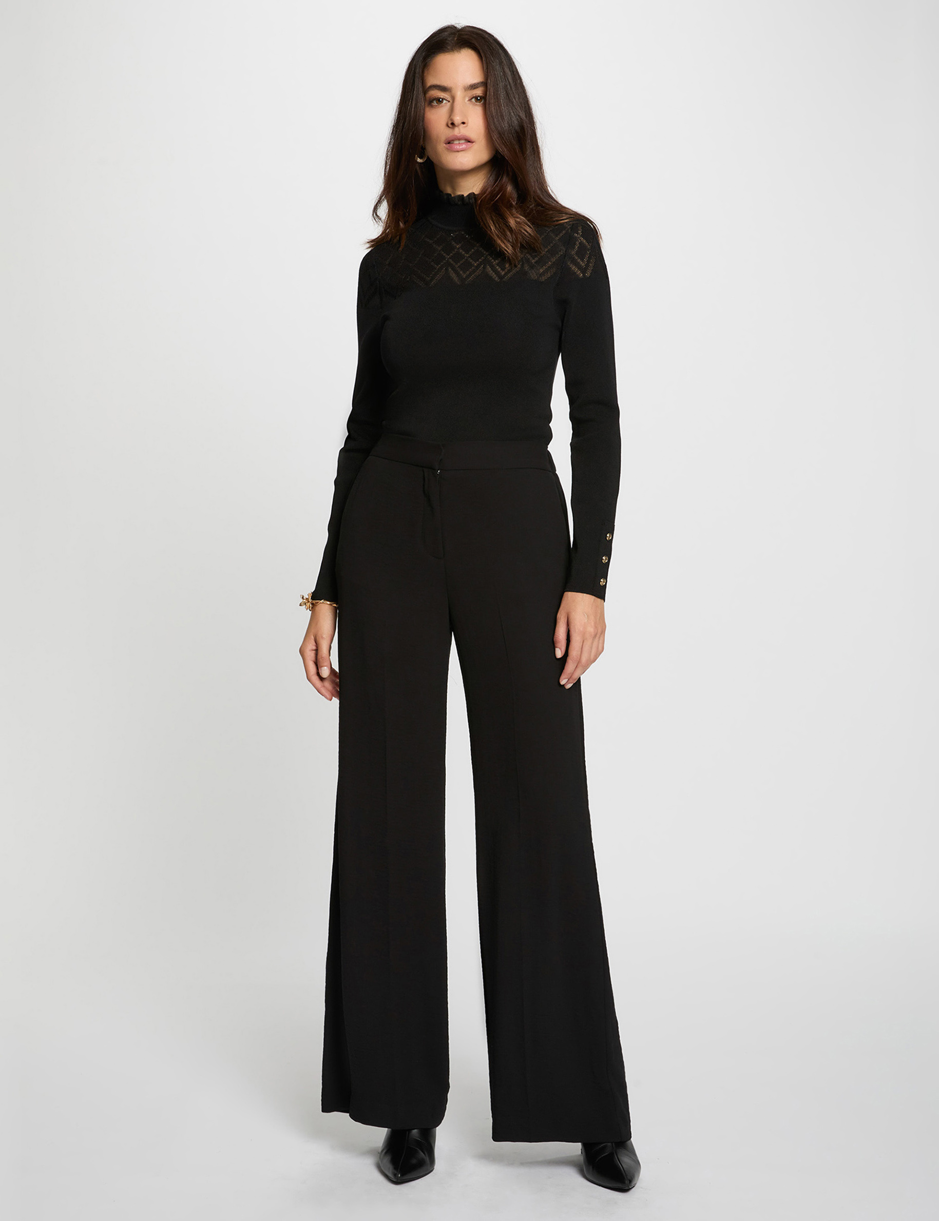 pantalon large fluide noir femme Pantalon large fluide noir femme