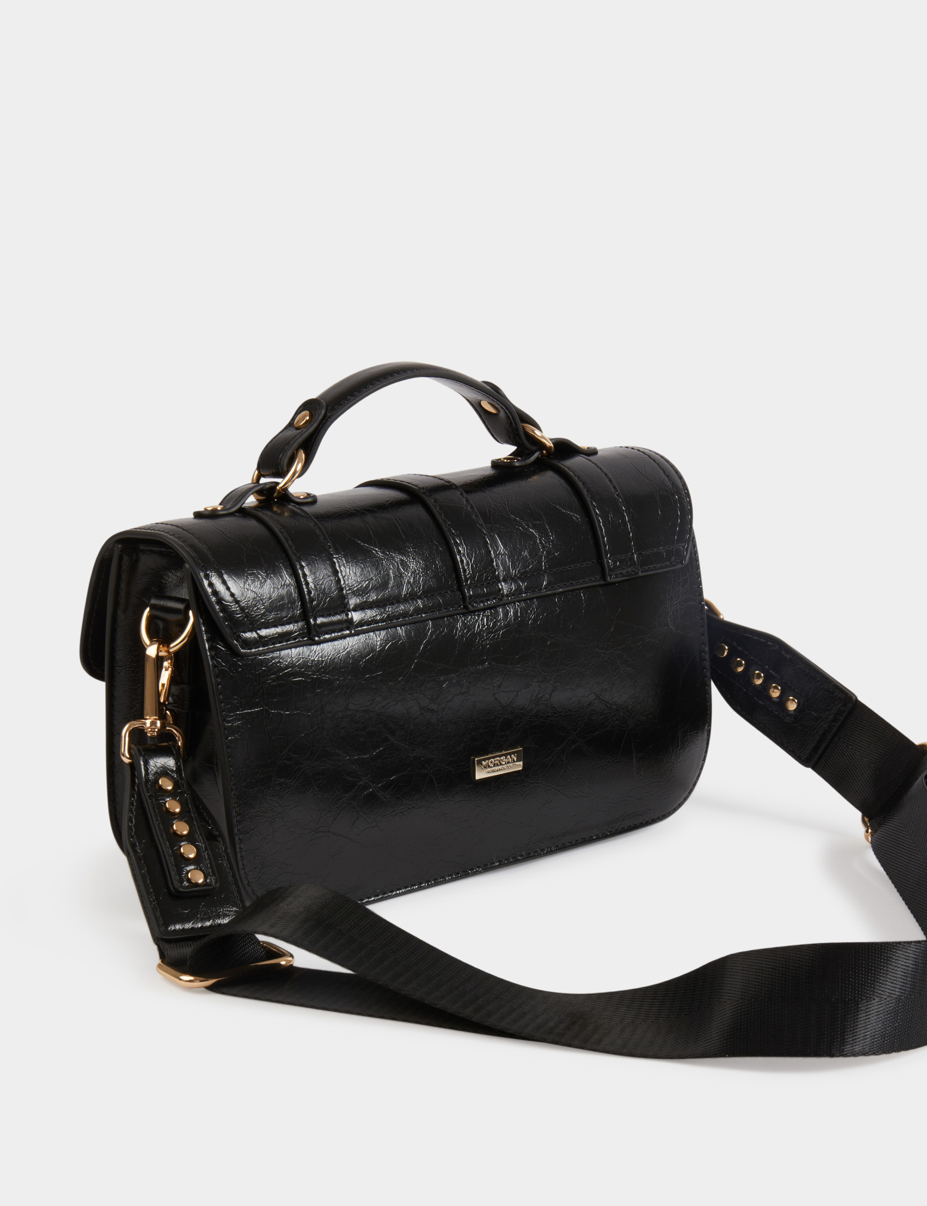 Sac cartable clouté noir femme