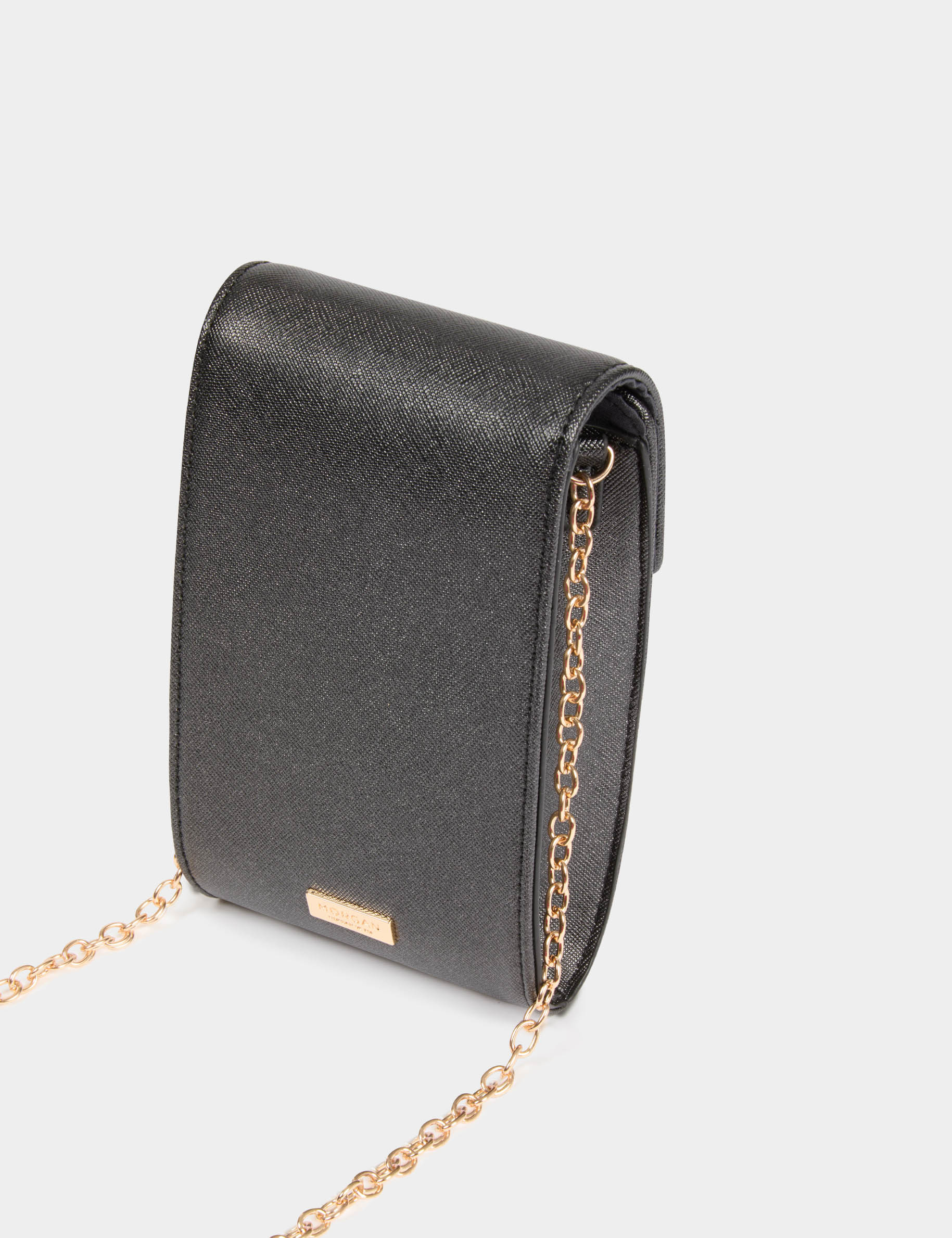 Pochette en cuir noir femme