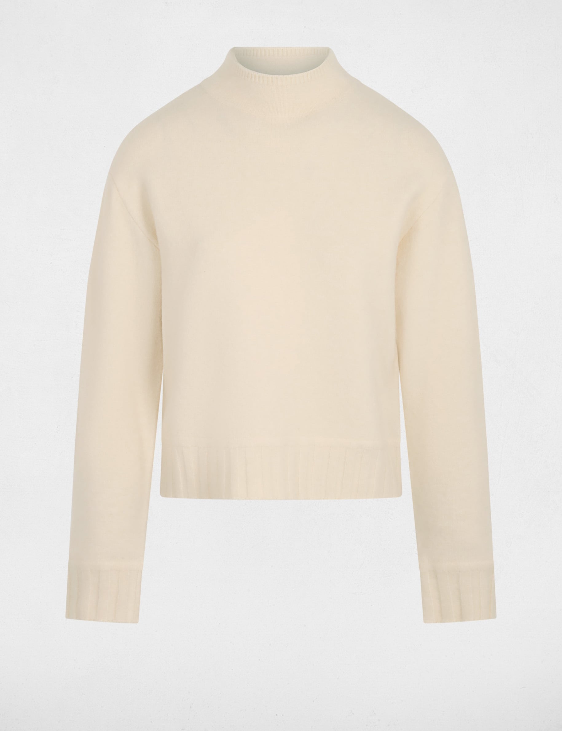 Trui met opstaande kraag beige vrouw