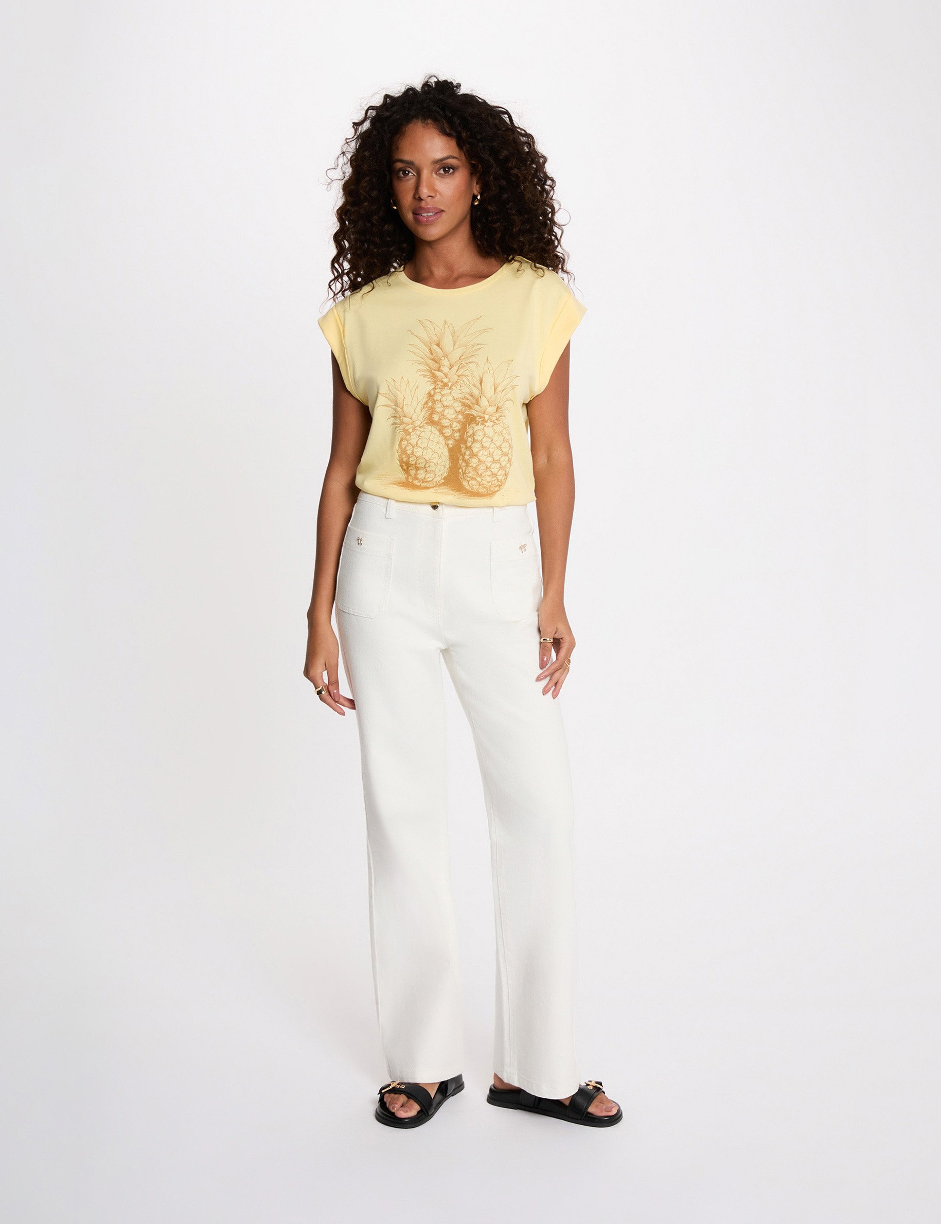 T-shirt sans manches jaune clair femme