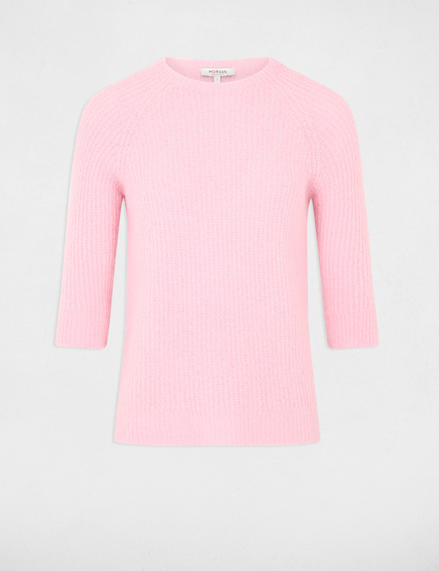 Pull maille duveteuse rose pastel femme