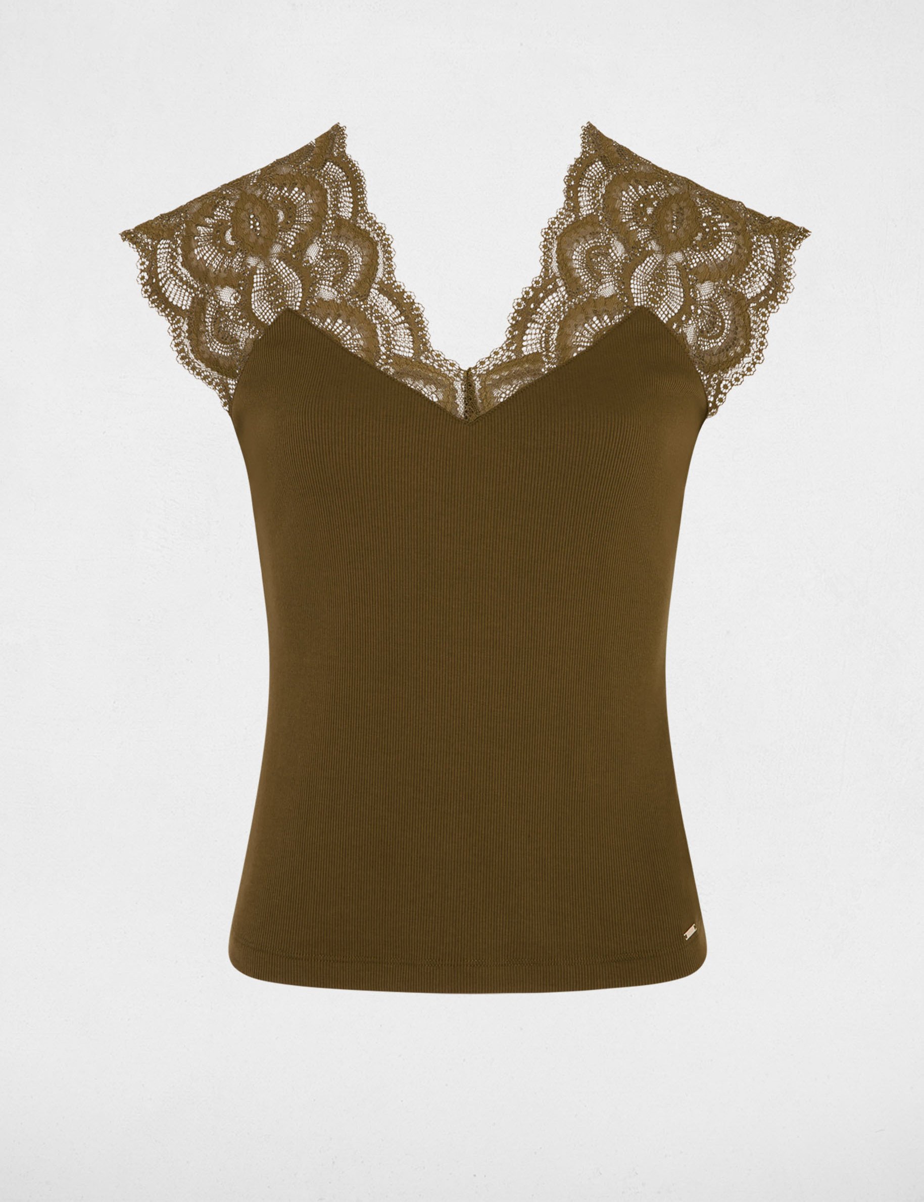 T-shirt manches courtes vert kaki femme