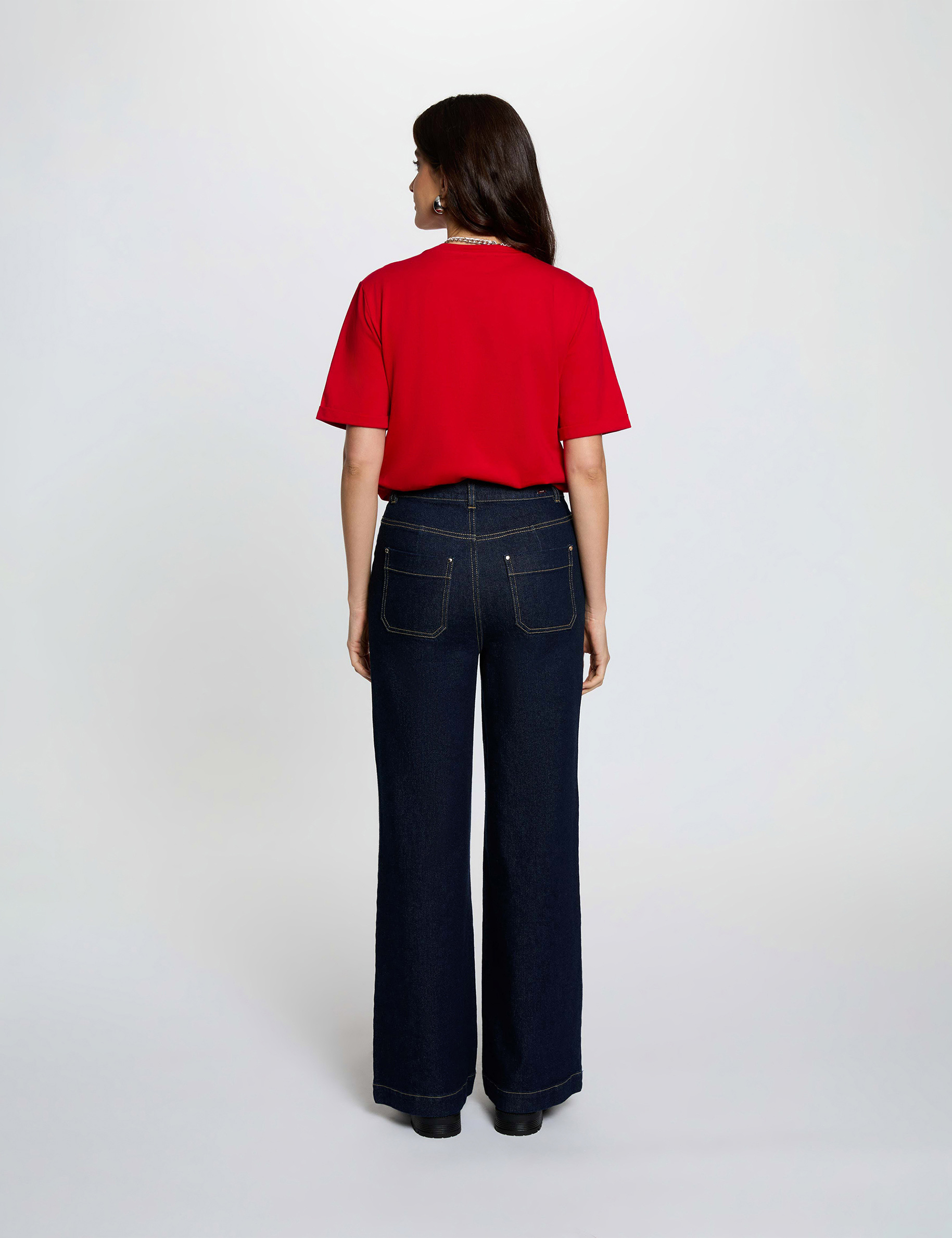 T-shirt droit manches courtes rouge femme