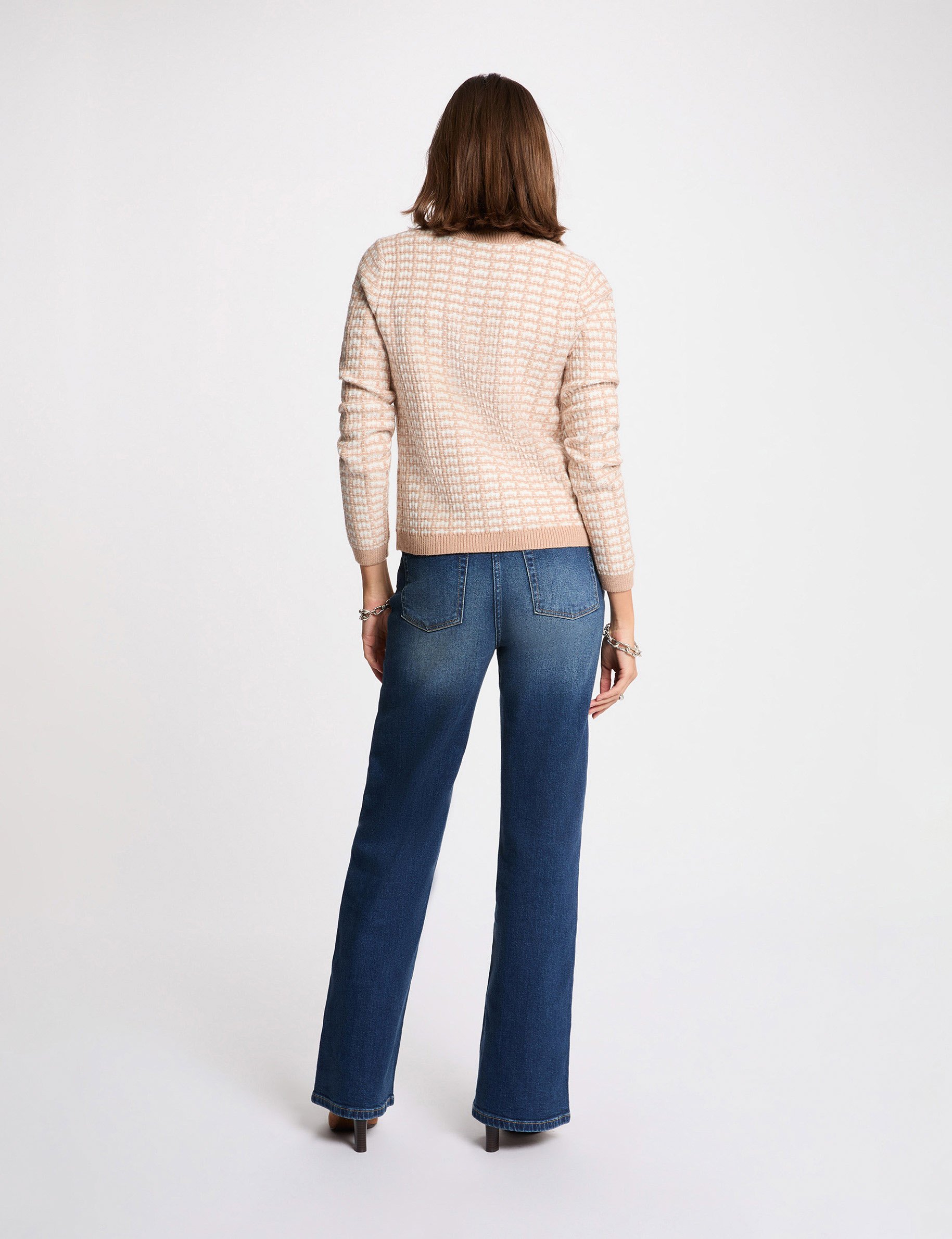 Getailleerd jacquardvest taupe vrouw