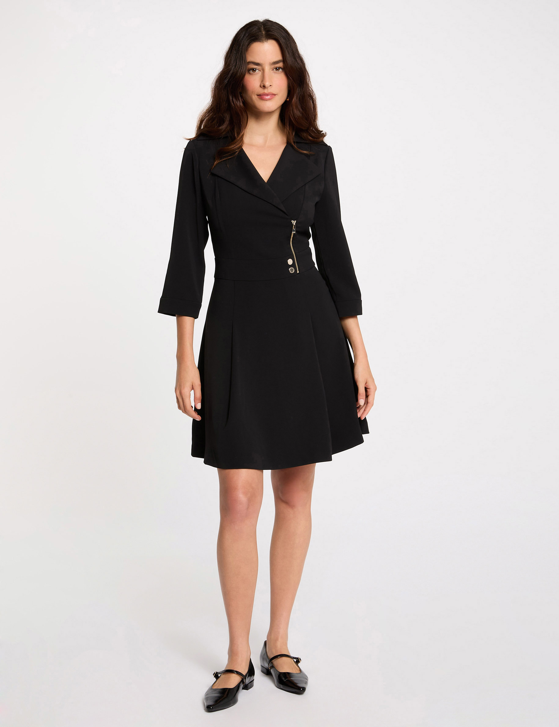 Robe courte trapèze noir femme