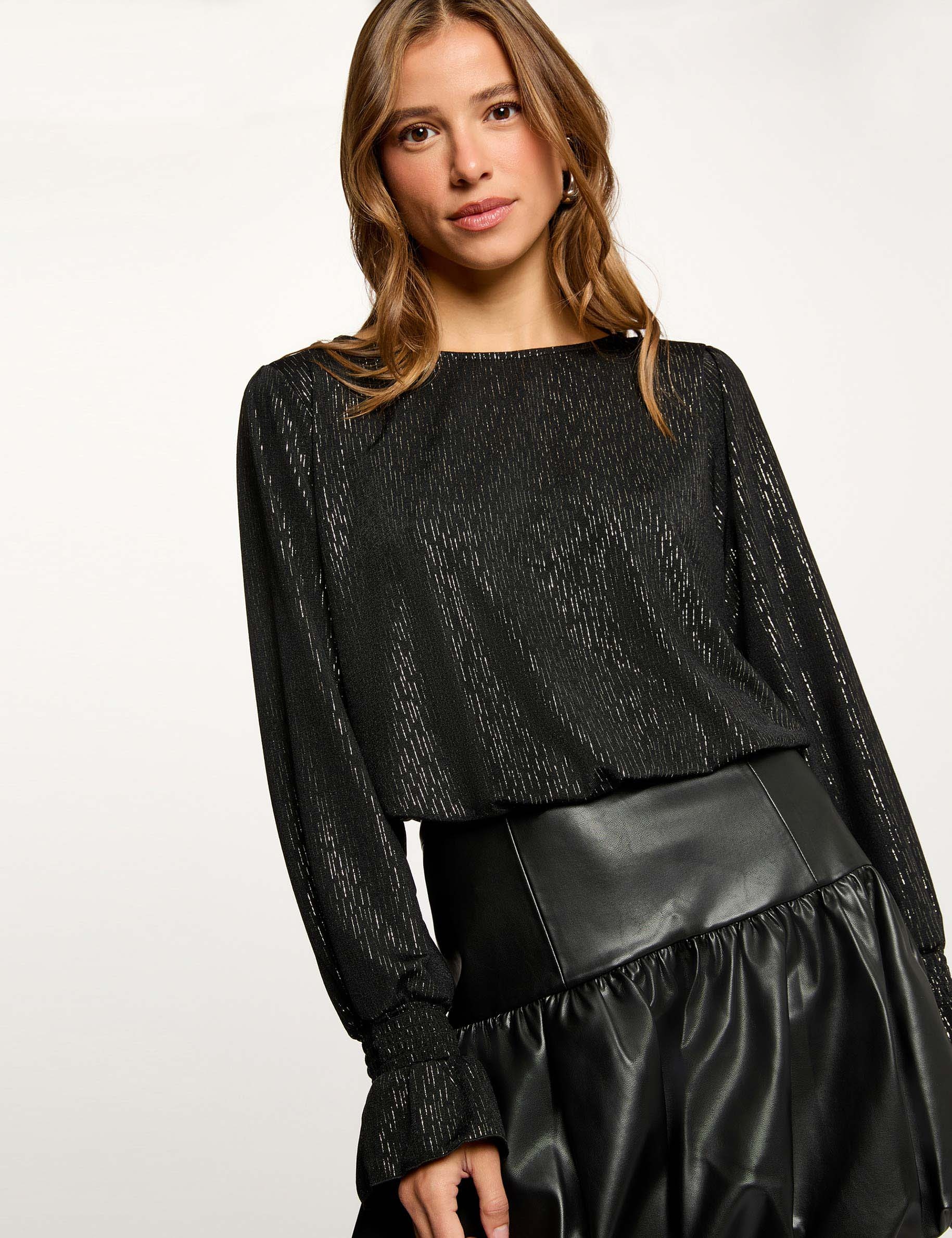 T-shirt met lange mouwen zwart vrouw