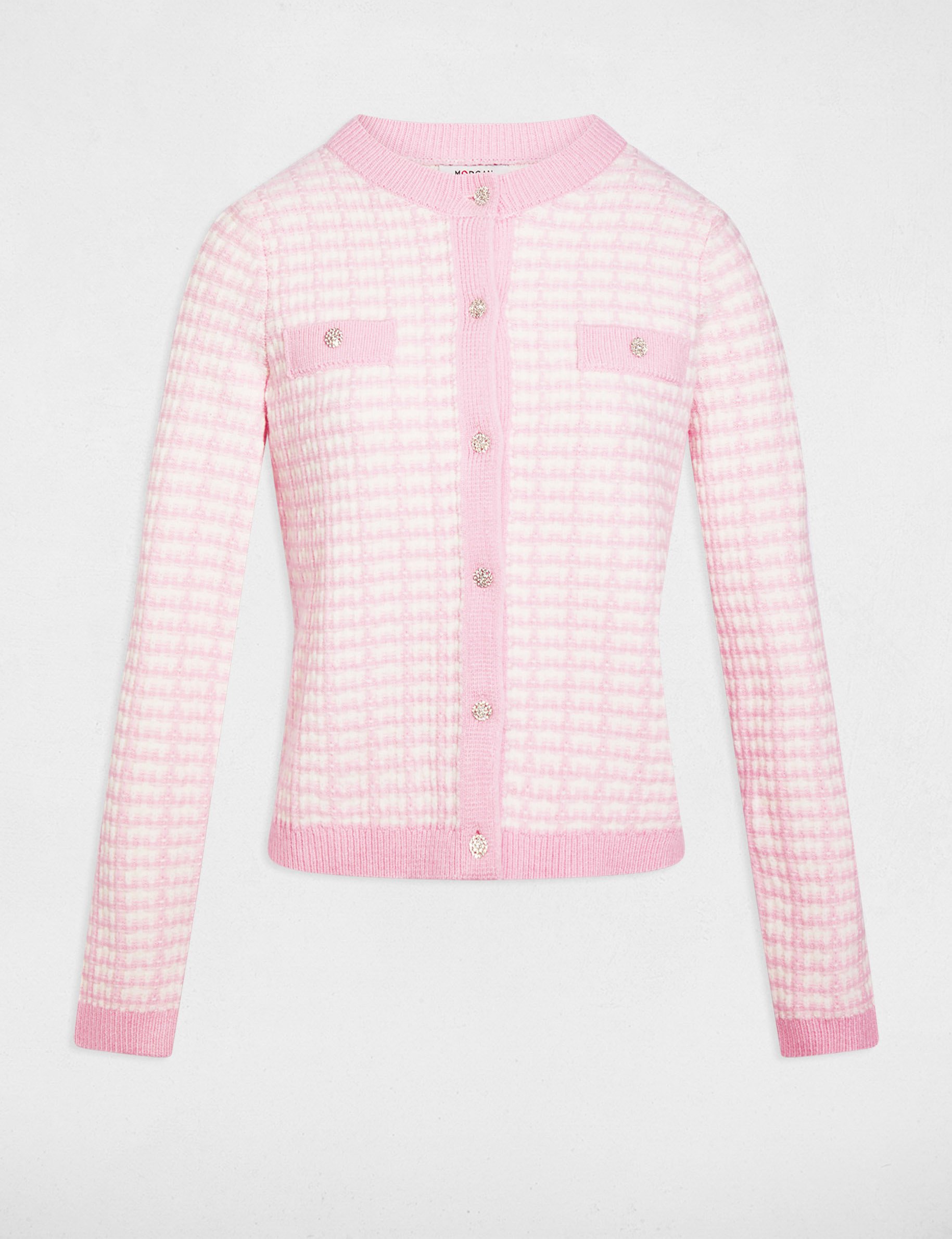 Getailleerd jacquardvest roze vrouw