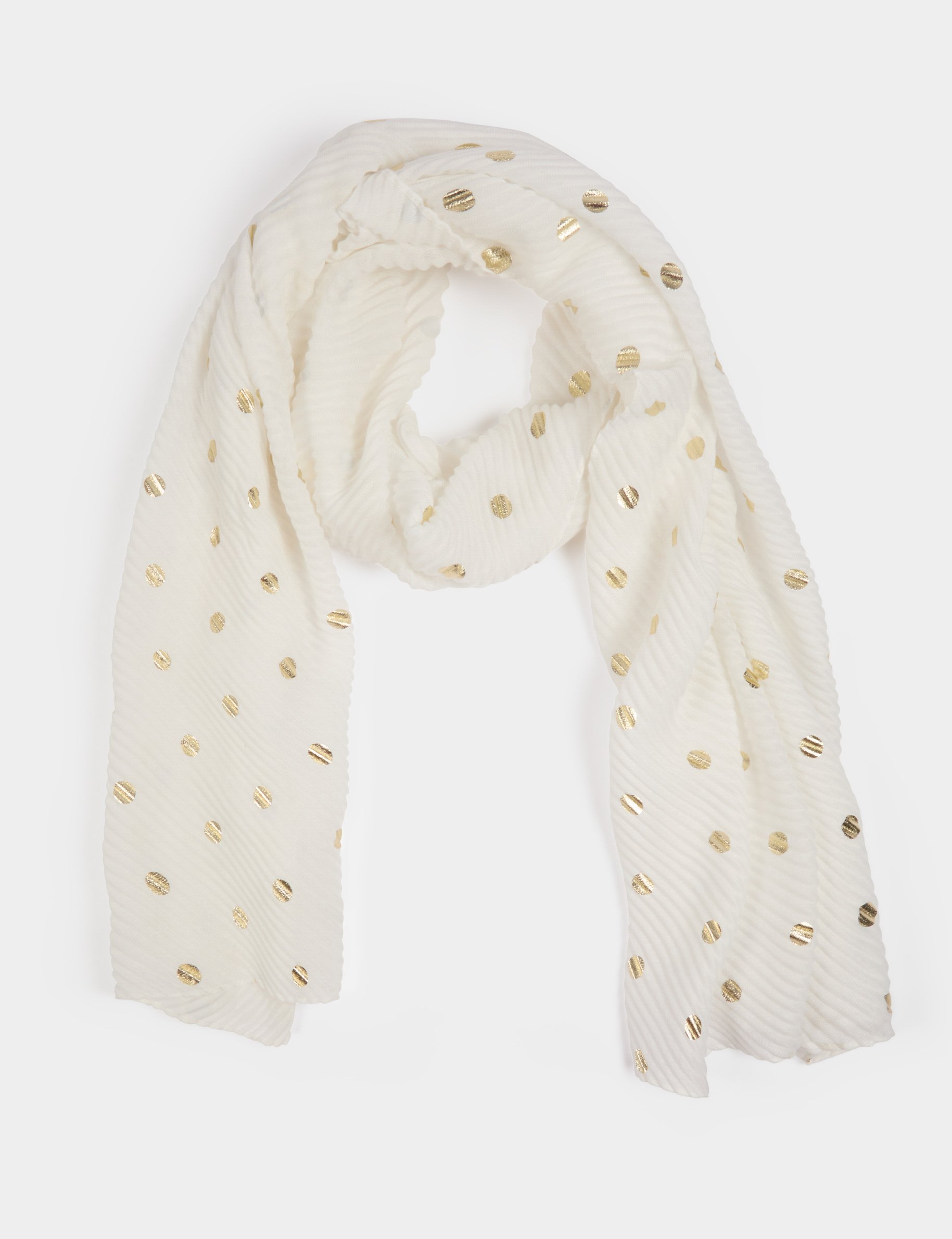 Foulard &agrave; pois blanc femme