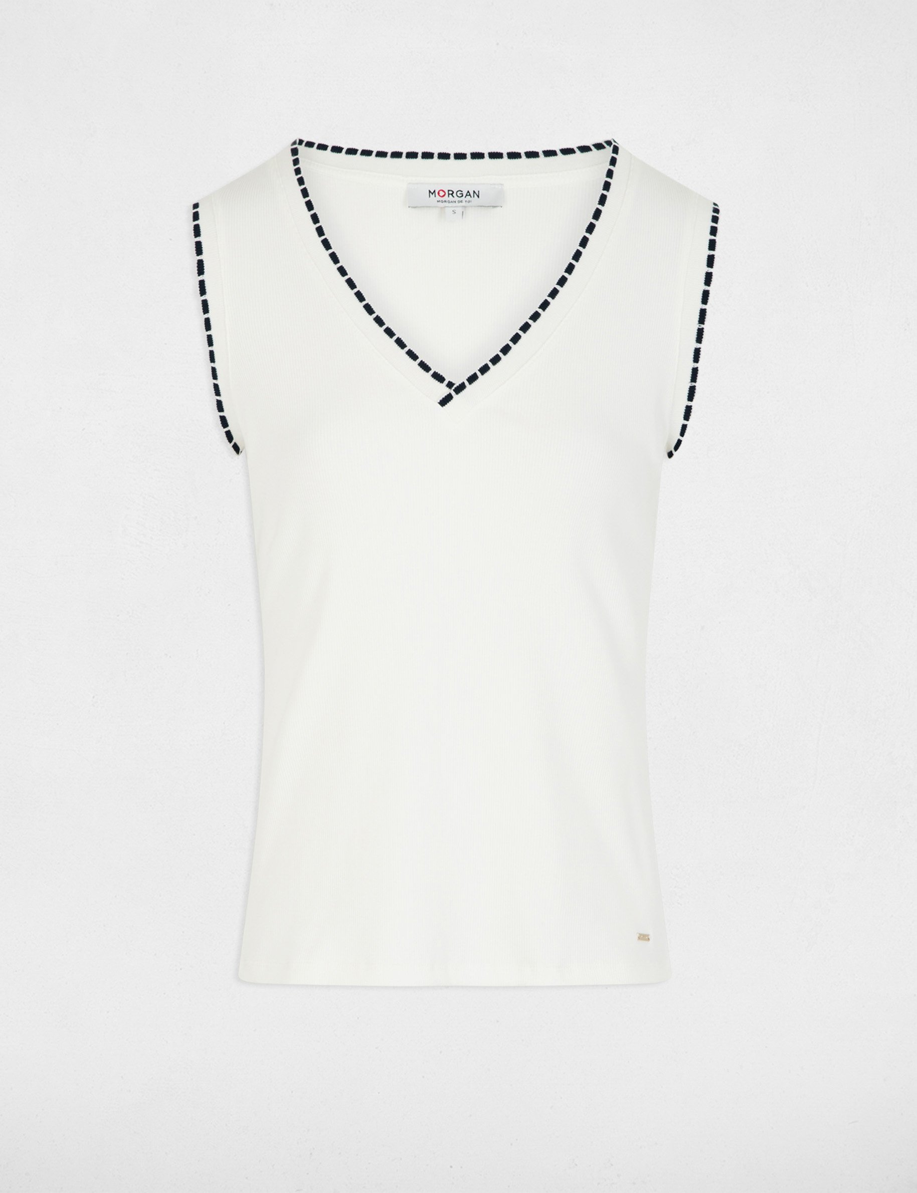 D&eacute;bardeur sans manches blanc femme