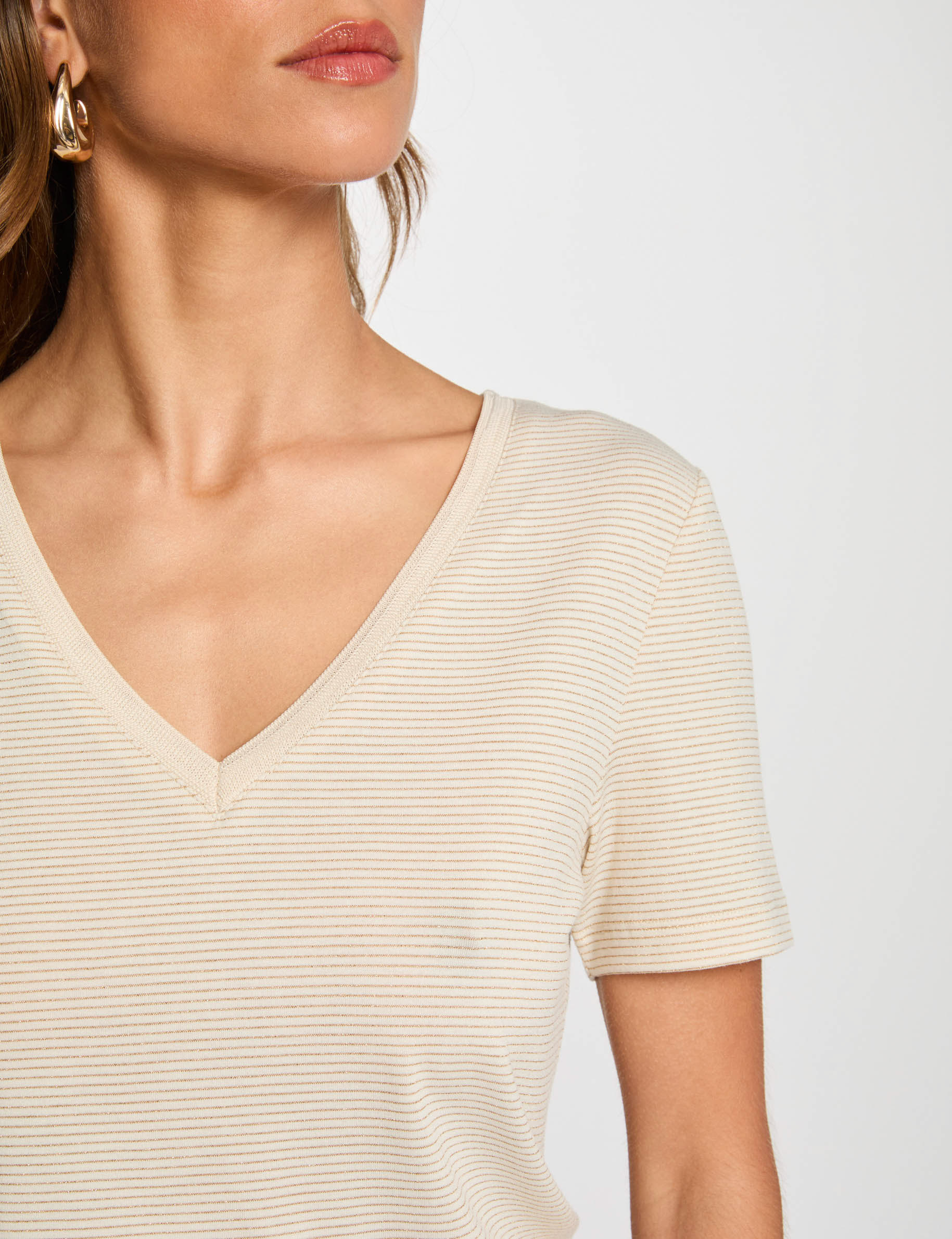 t shirt met korte mouwen ecru vrouw T-shirt met korte mouwen ecru vrouw