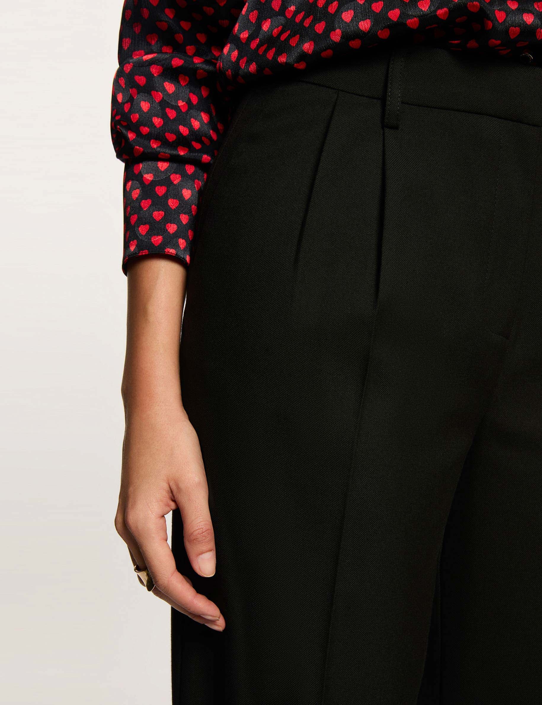 Pantalon large &agrave; pinces noir femme