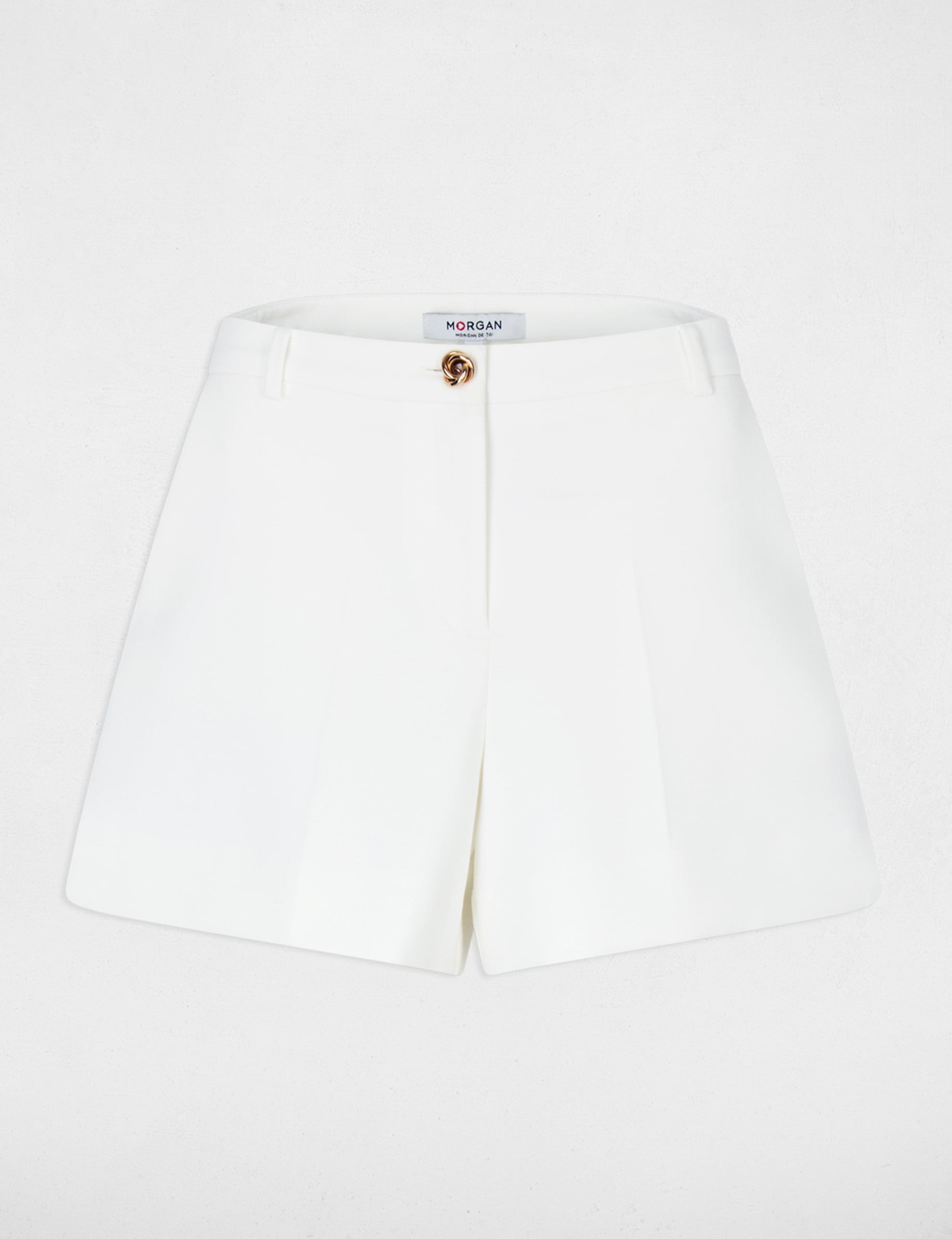 Short bouton fantaisie blanc femme
