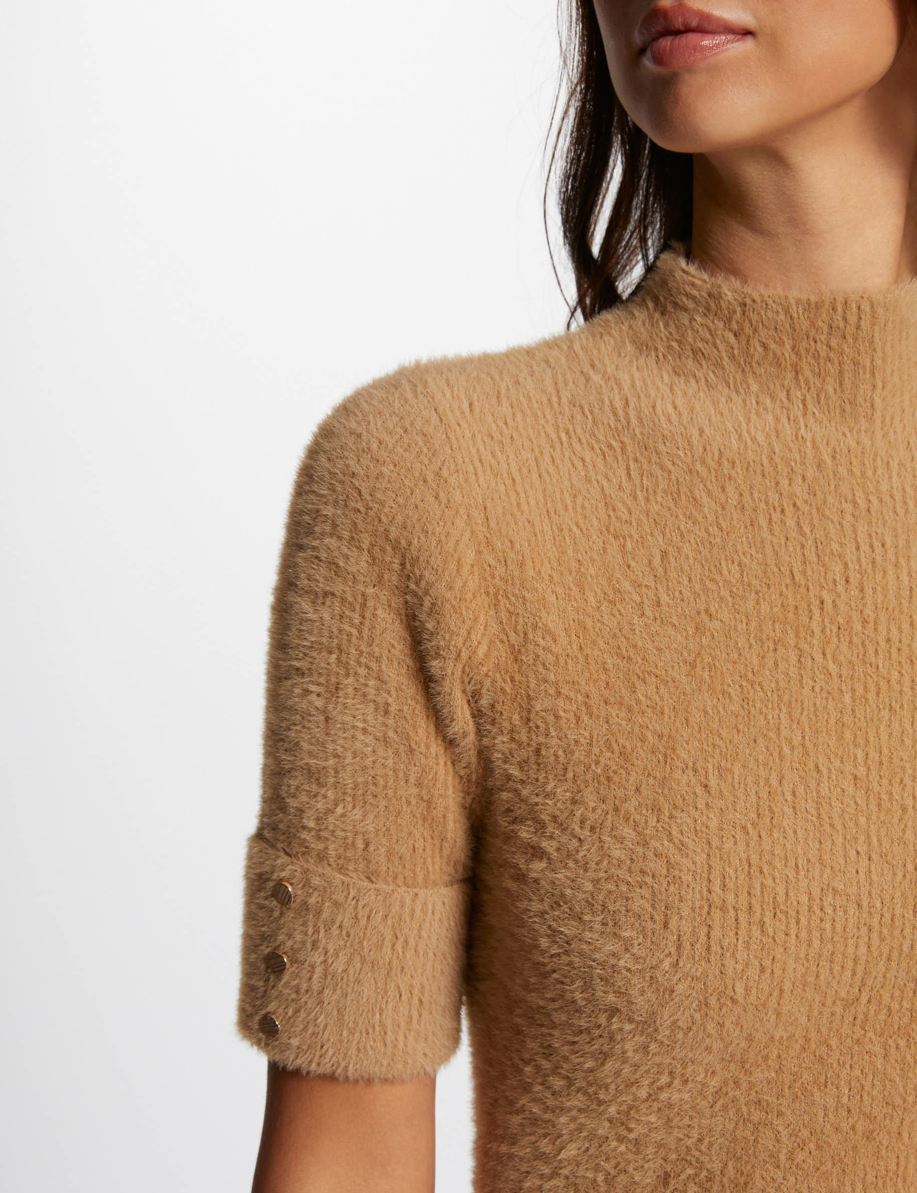 robe pull ajustee manches courtes camel femme Robe pull ajustée manches courtes camel femme