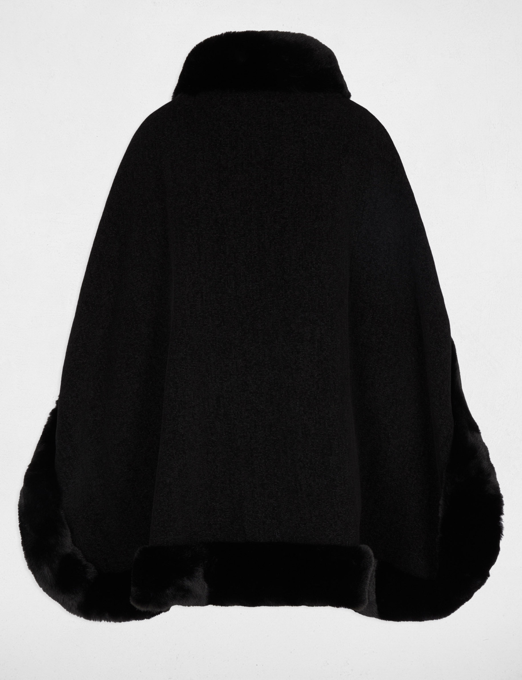 Poncho van imitatiebont zwart vrouw