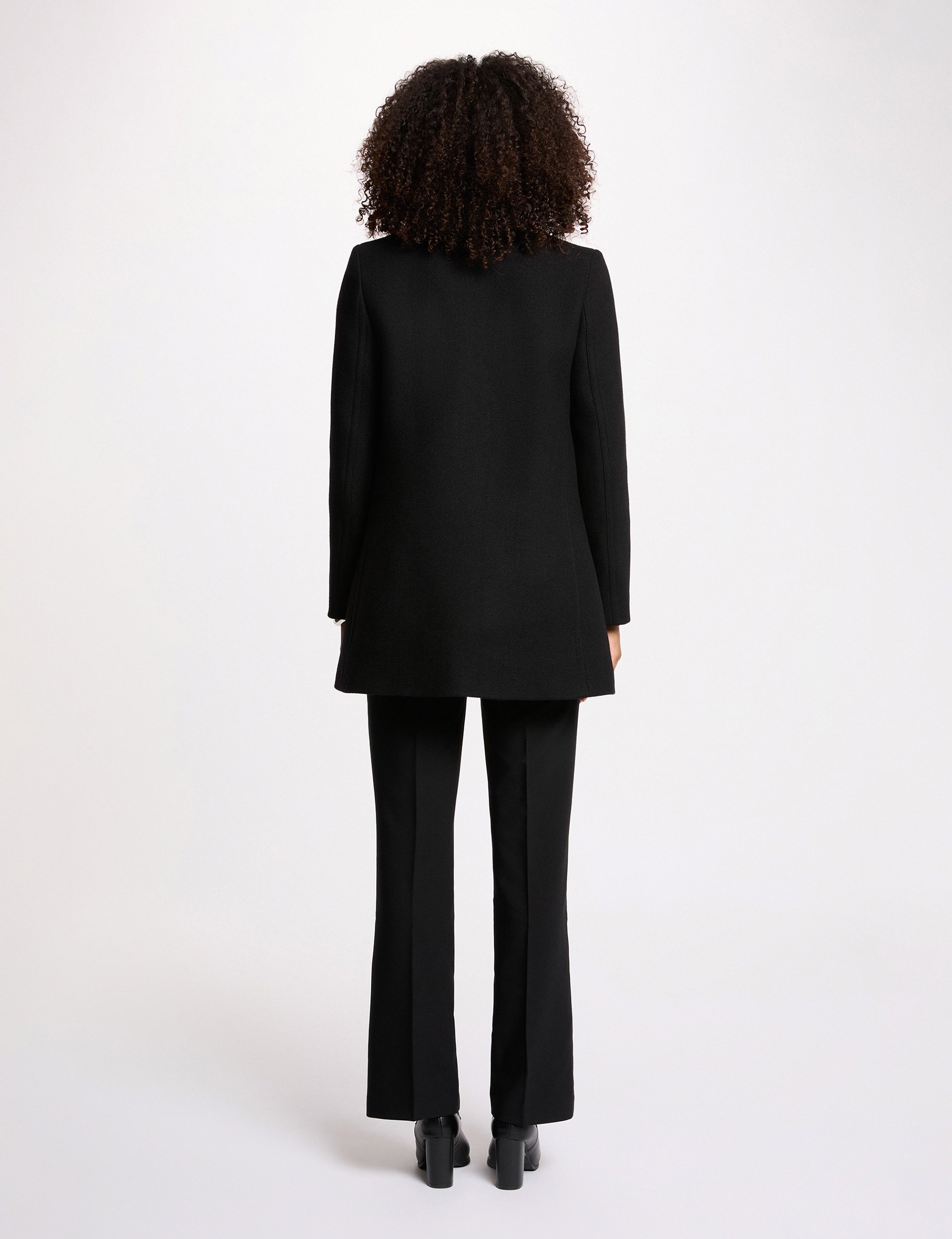 manteau droit mi long noir femme Manteau droit mi-long noir femme