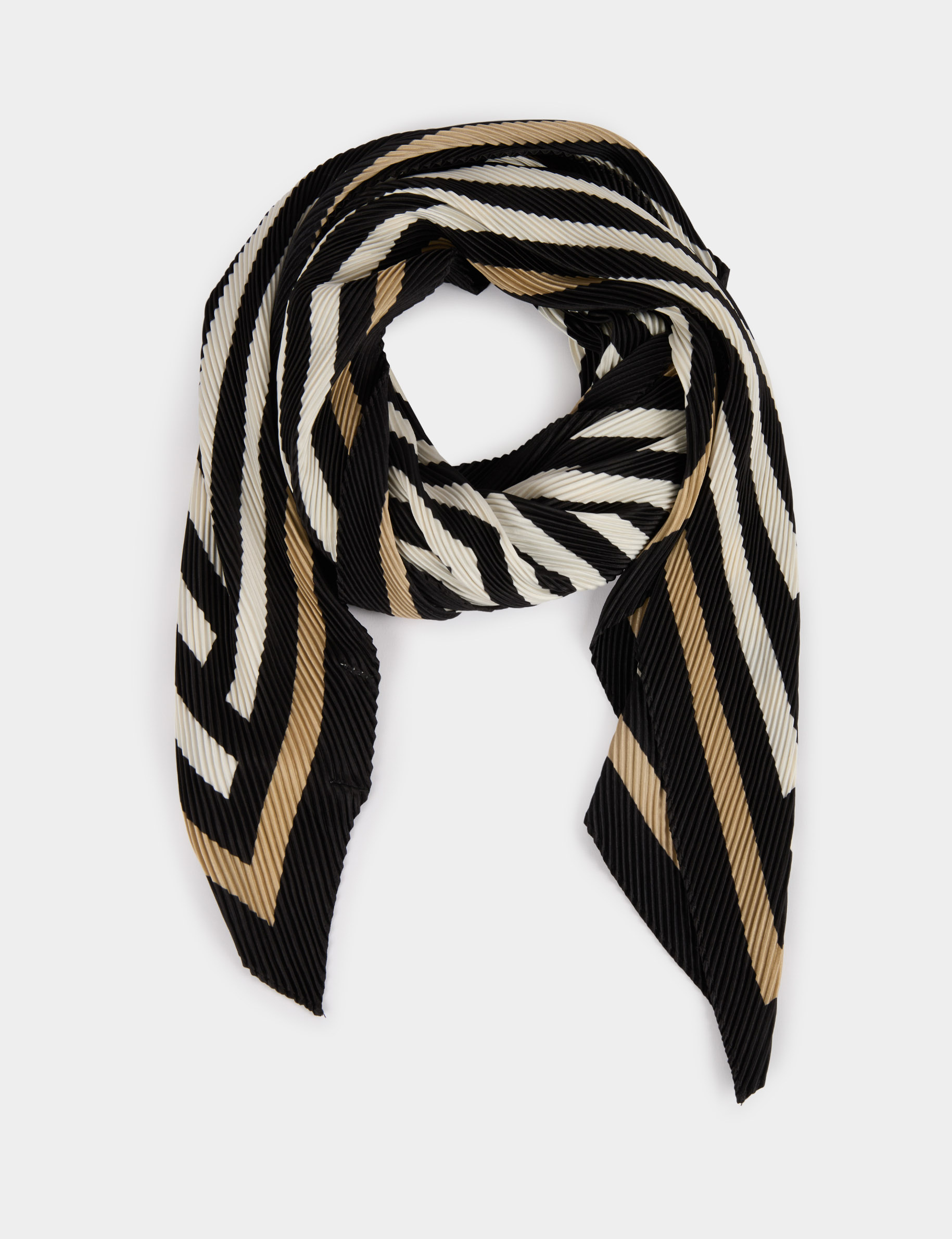 foulard plisse imprime ivoire femme Foulard plissé imprimé ivoire femme