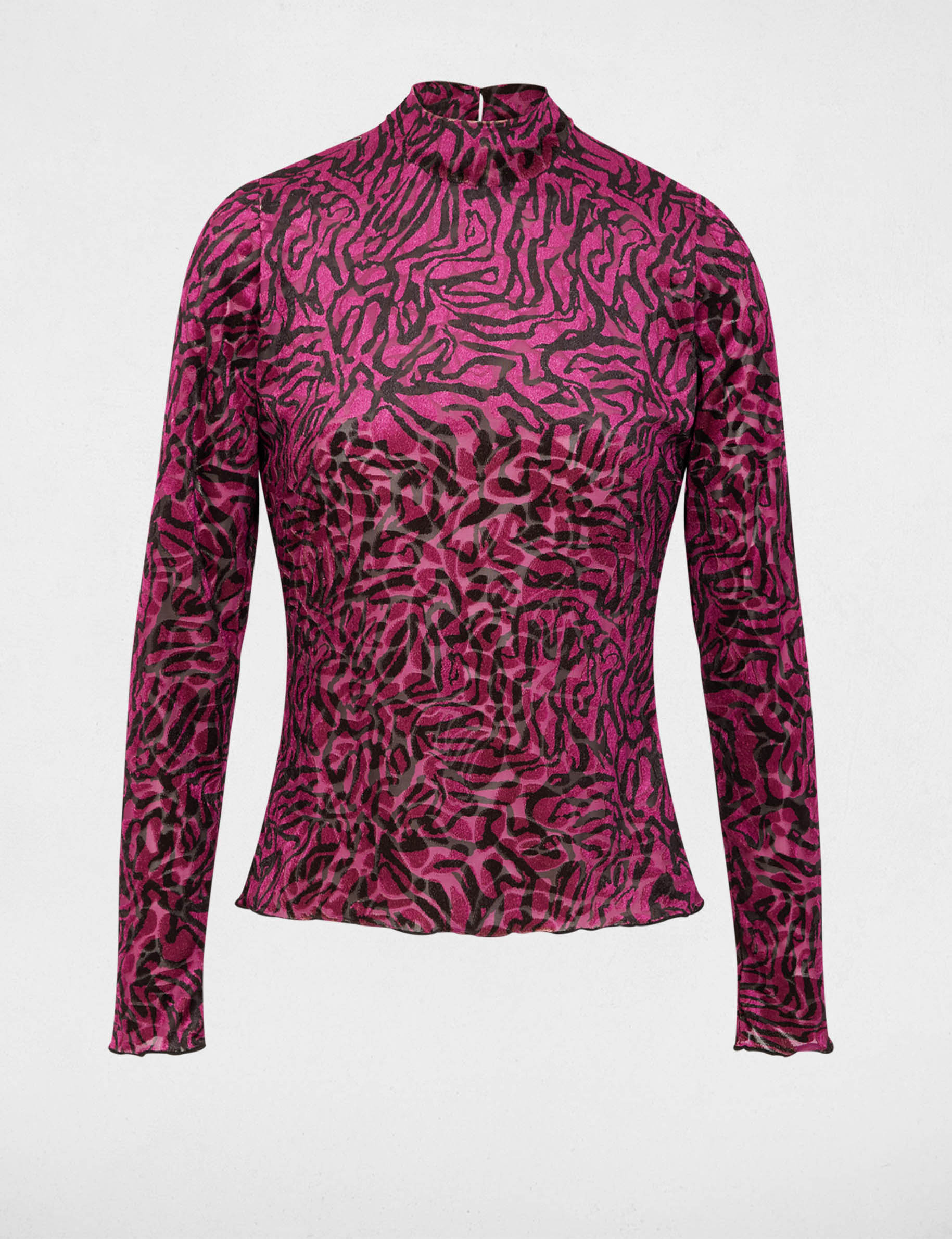 T-shirt van fluweel met hoge hals meerkleurig vrouw