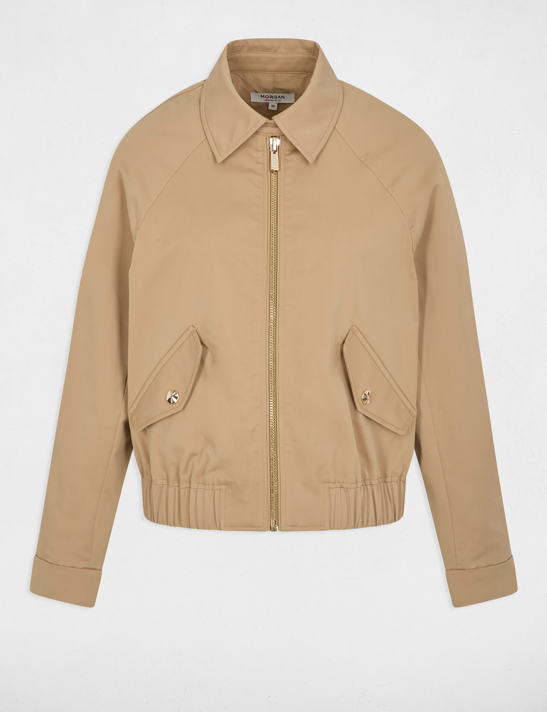 Kort jack met open kraag beige vrouw
