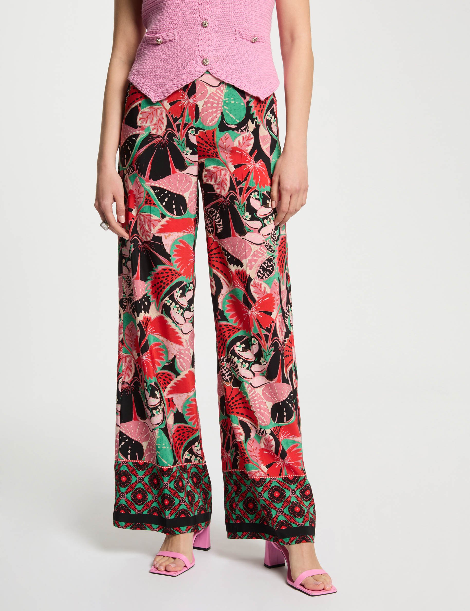 Wijde broek met print meerkleurig vrouw