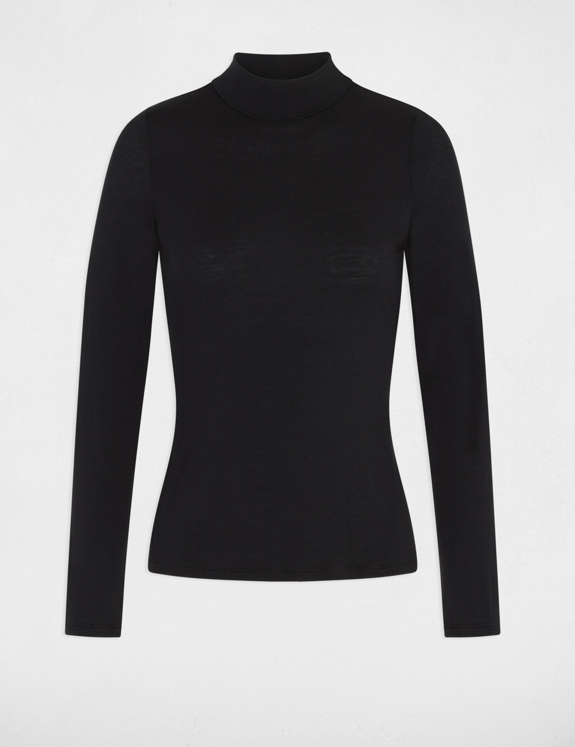 T-shirt col montant manches longues noir femme