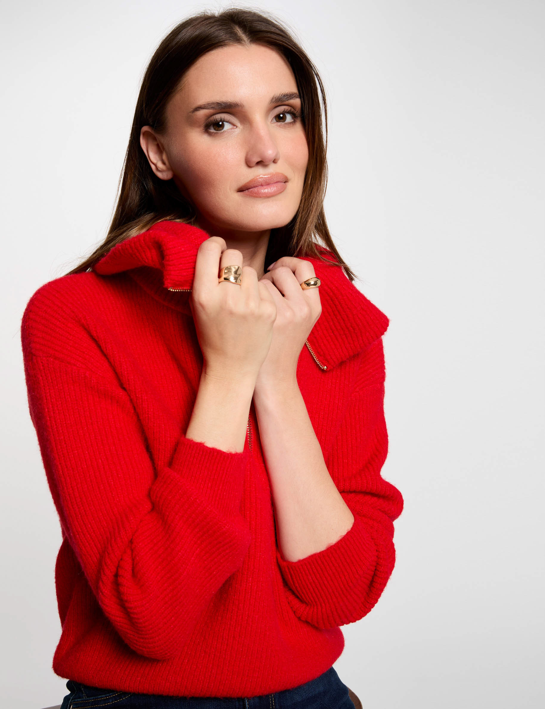 pull col camionneur rouge femme Pull col camionneur rouge femme