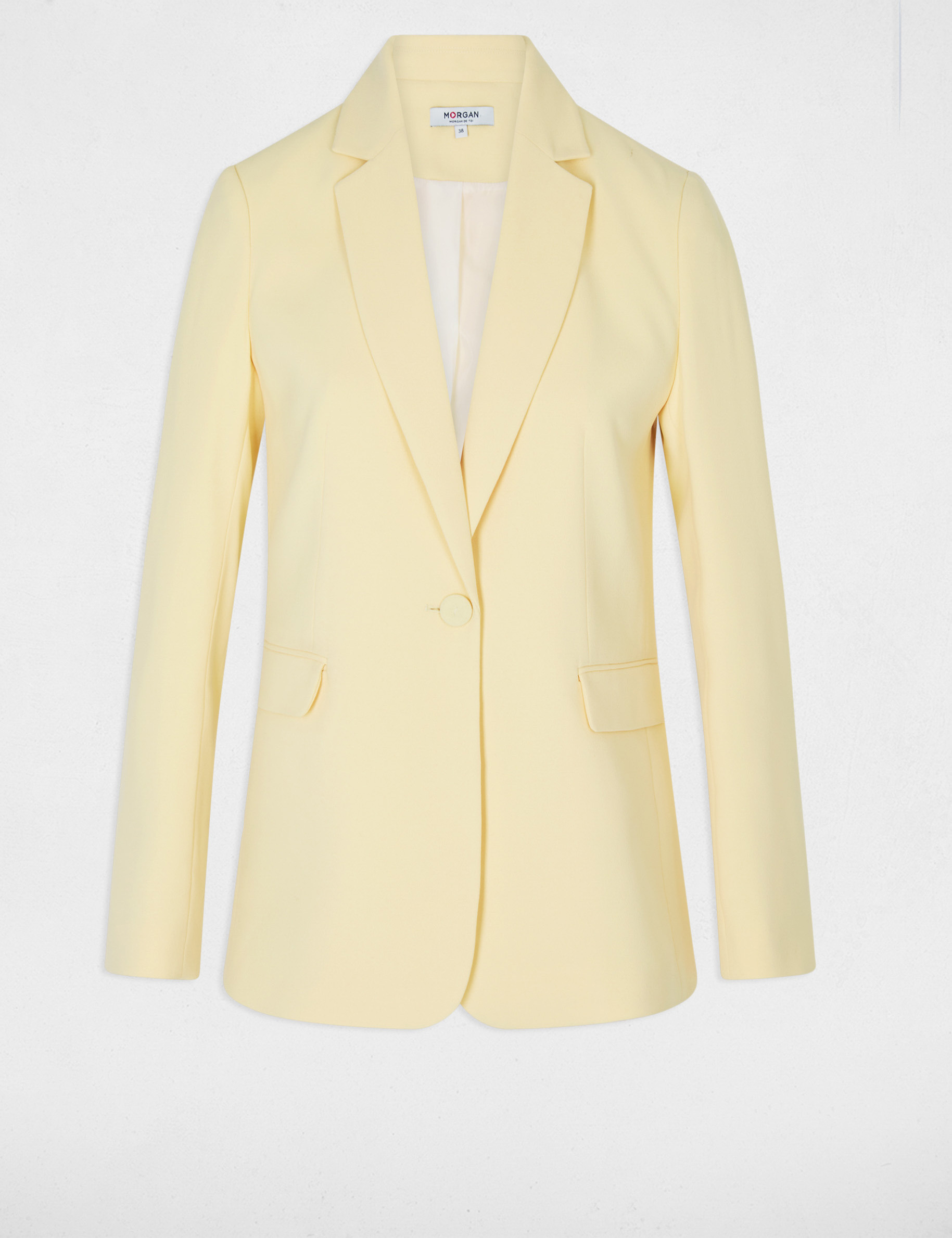 Veste col tailleur jaune clair femme