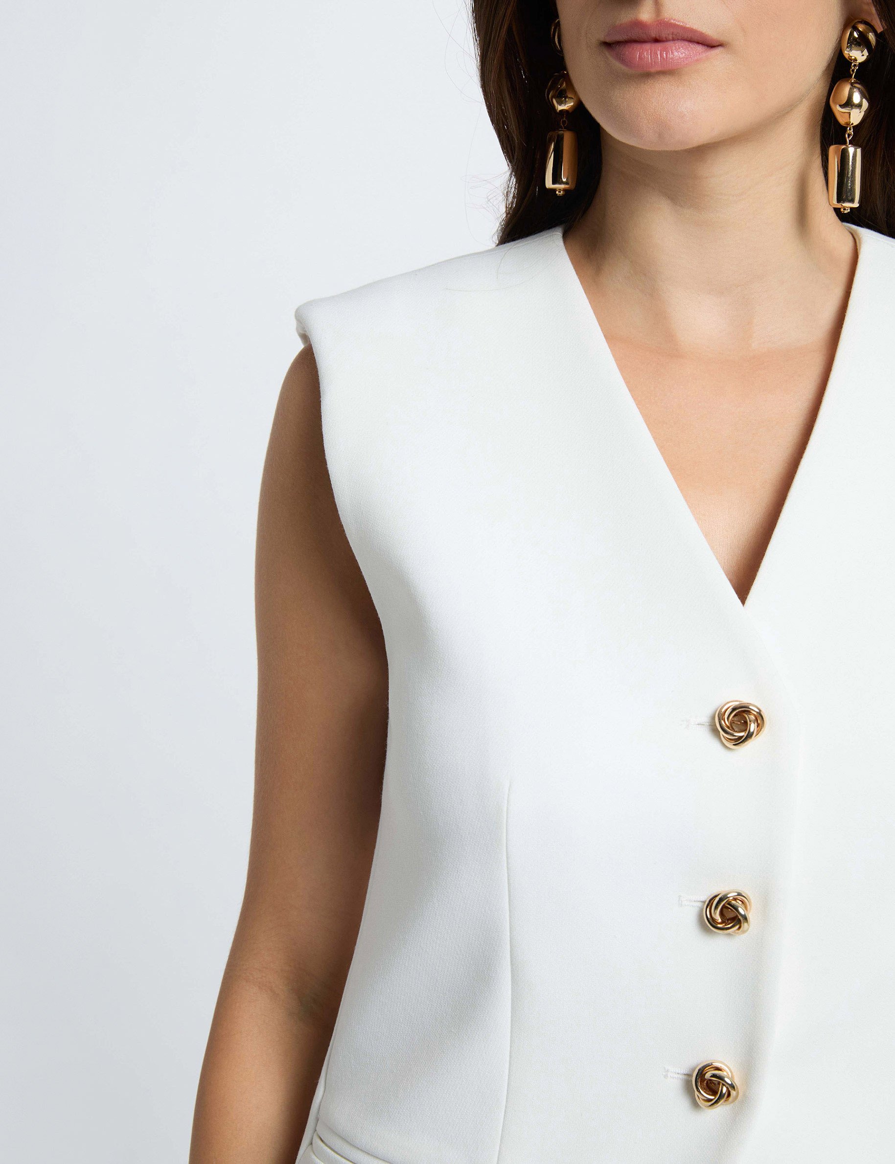 Veste sans manches ajust&eacute;e blanc femme