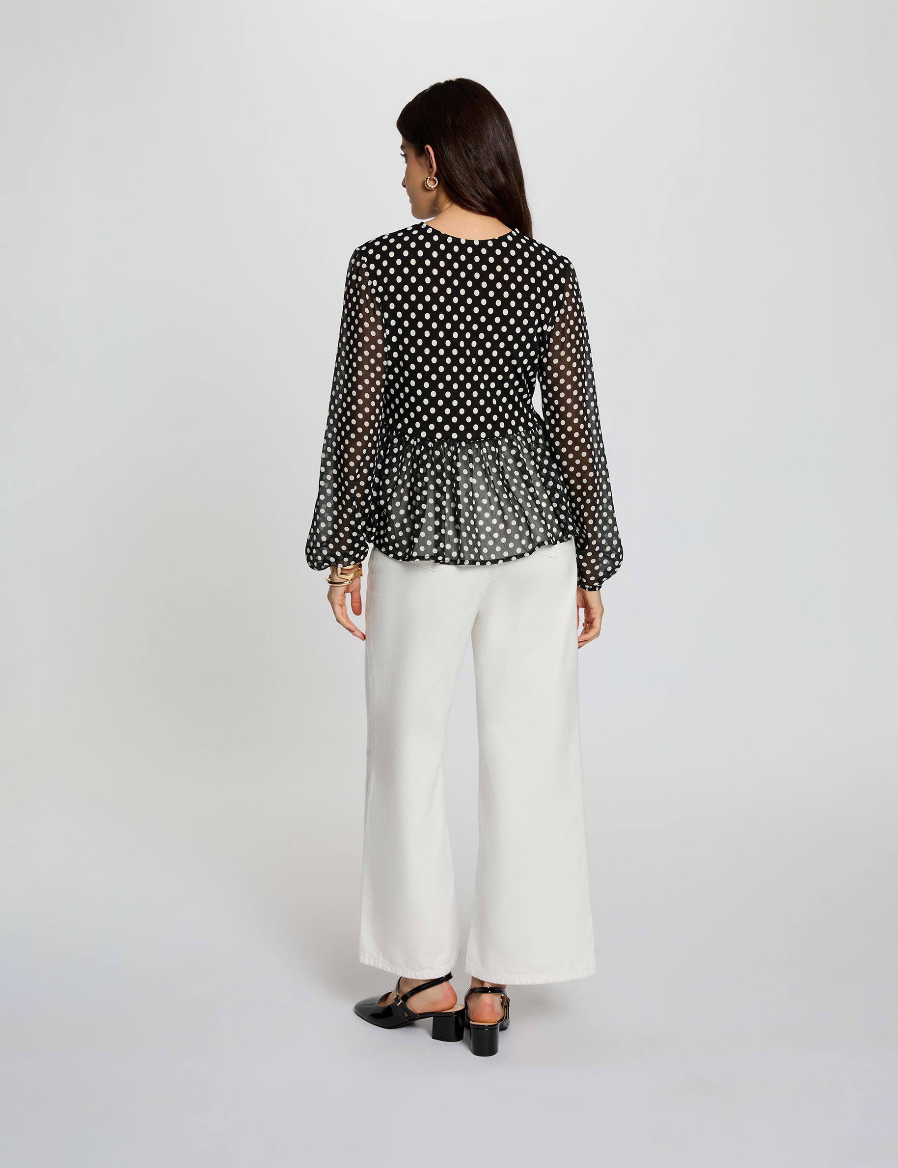 T-shirt voile col rond noir femme