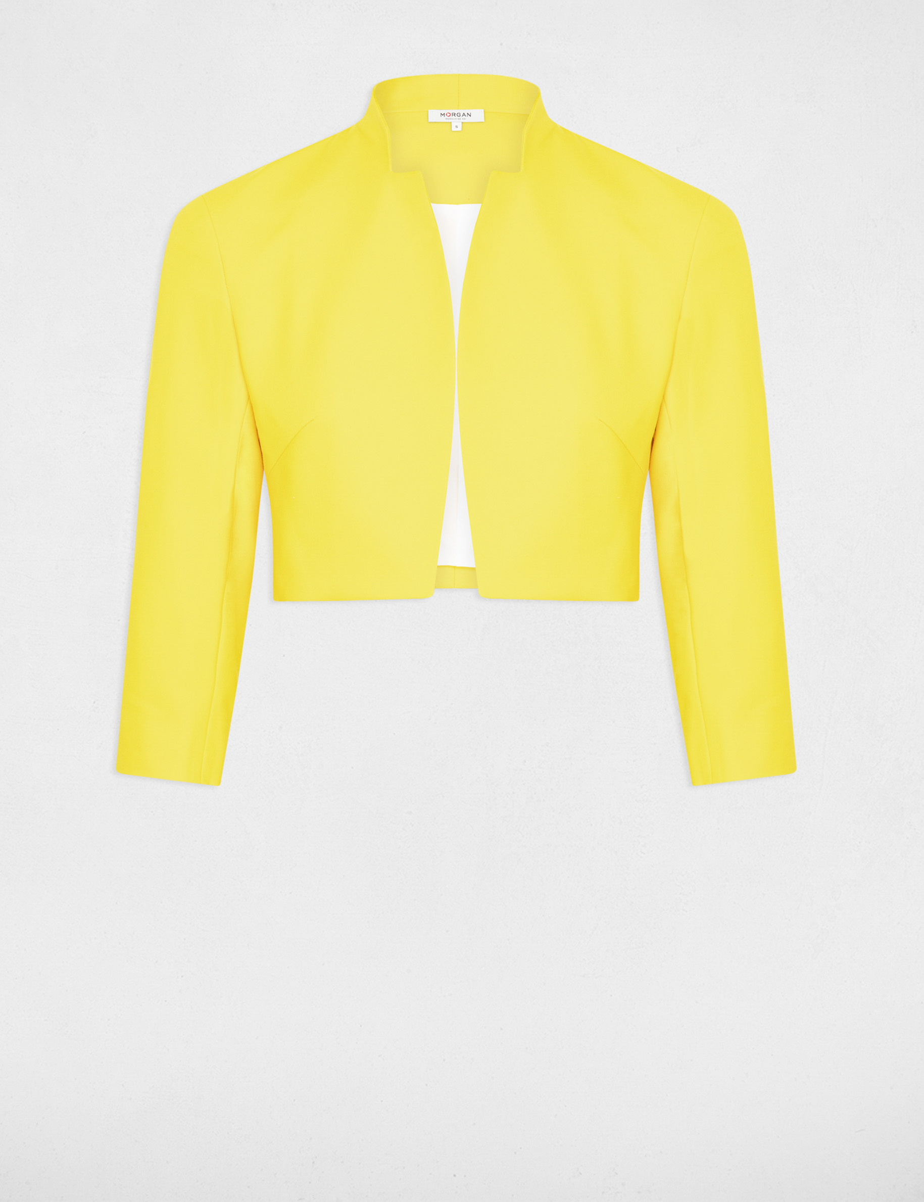 Rechte bolerovest 3/4 mouwen jute vrouw