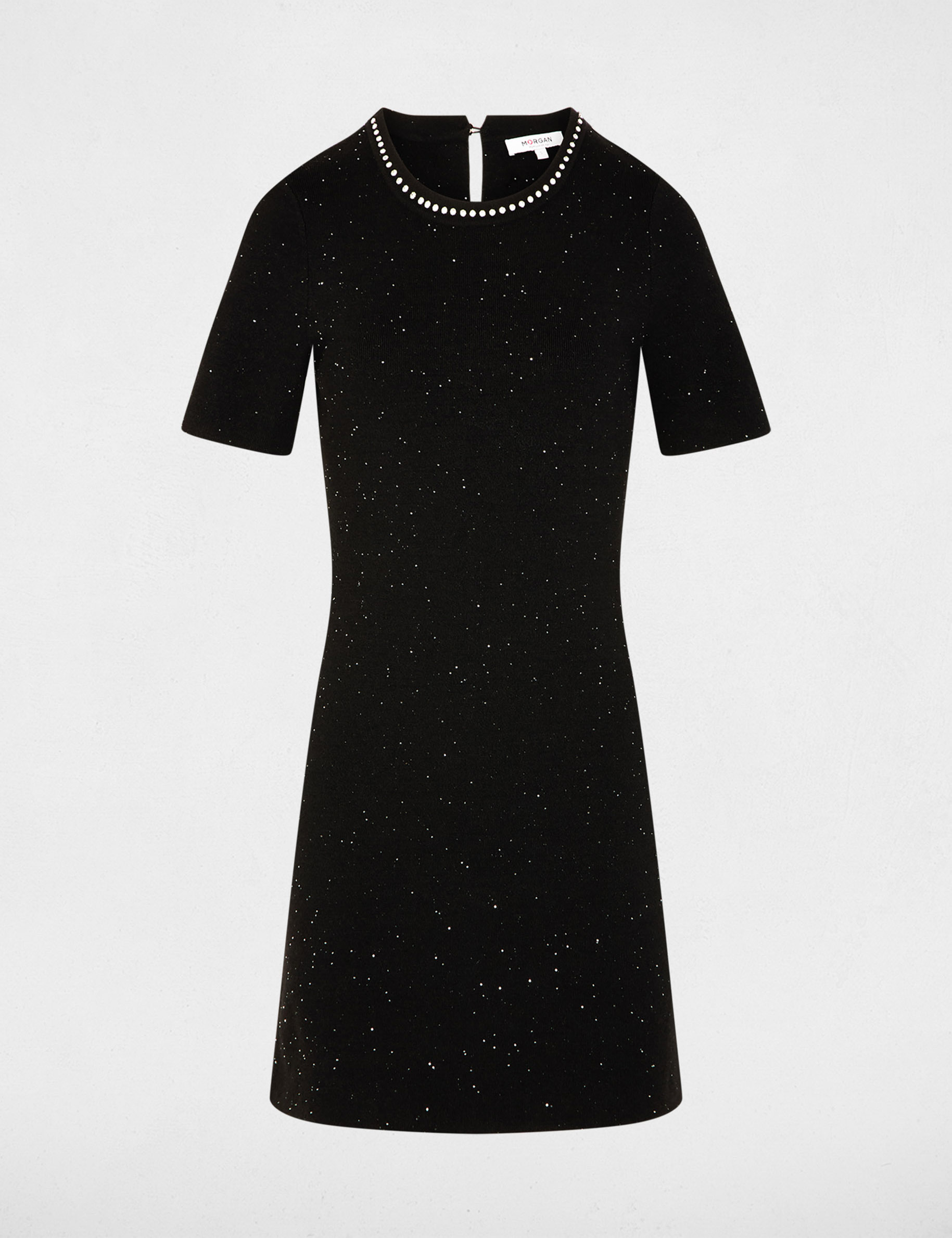 Korte jurk met strass zwart vrouw