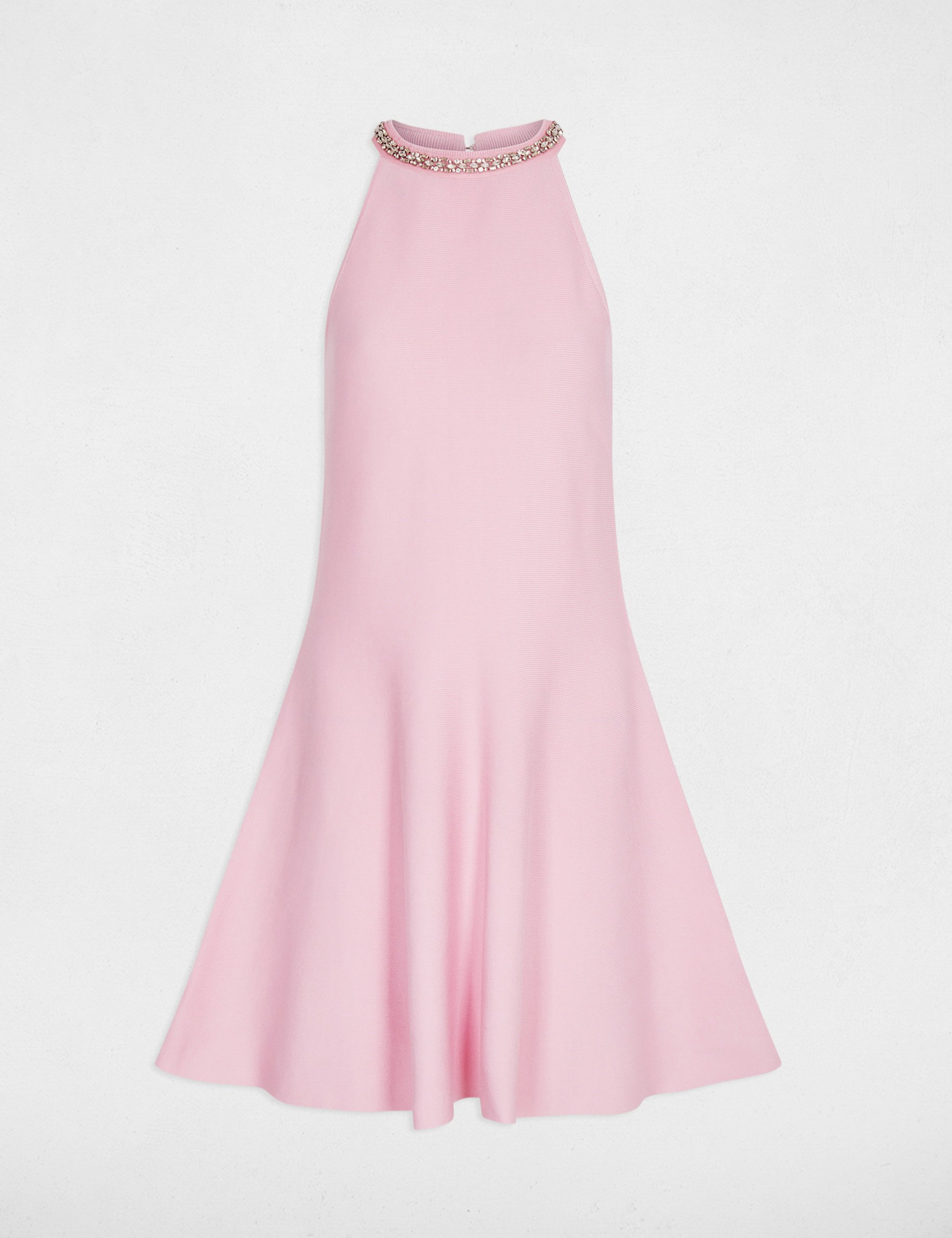 Robe courte trap&egrave;ze rose clair femme