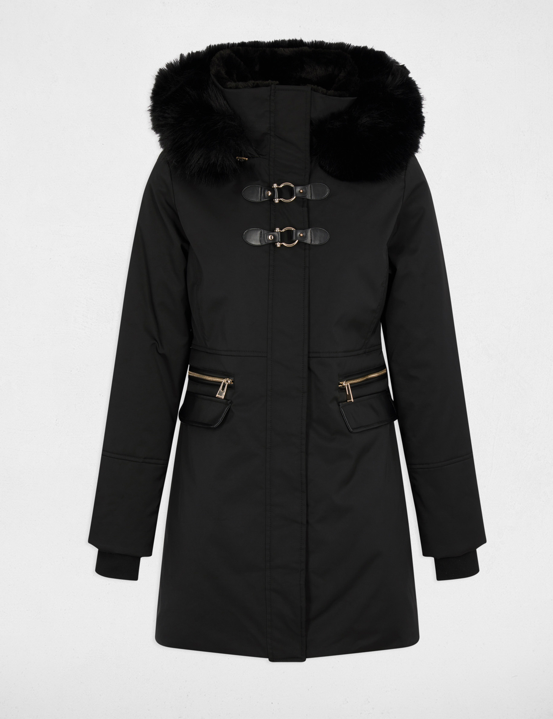 parka droite mi longue noir femme Parka droite mi-longue noir femme