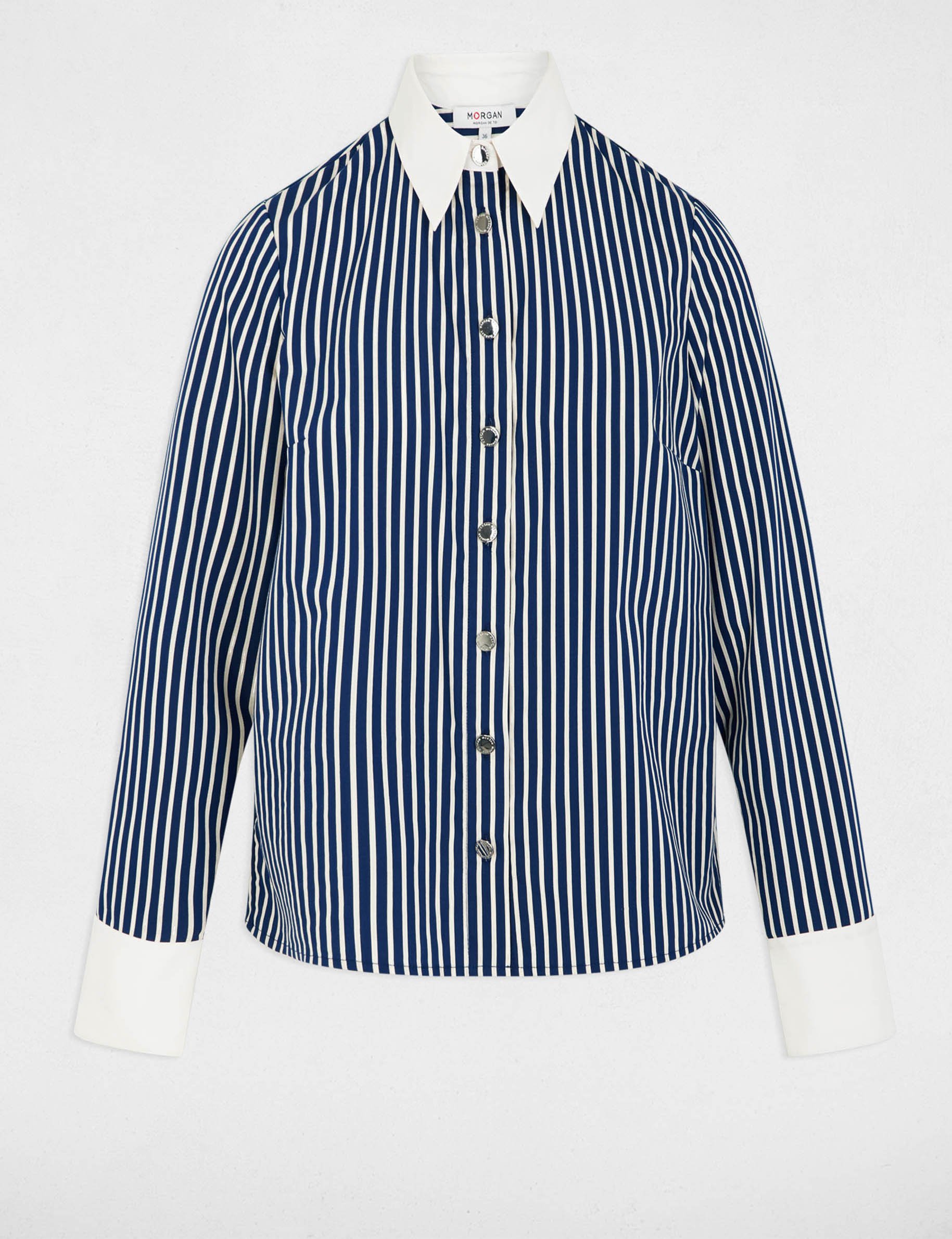 Gestreept overhemd marineblauw vrouw