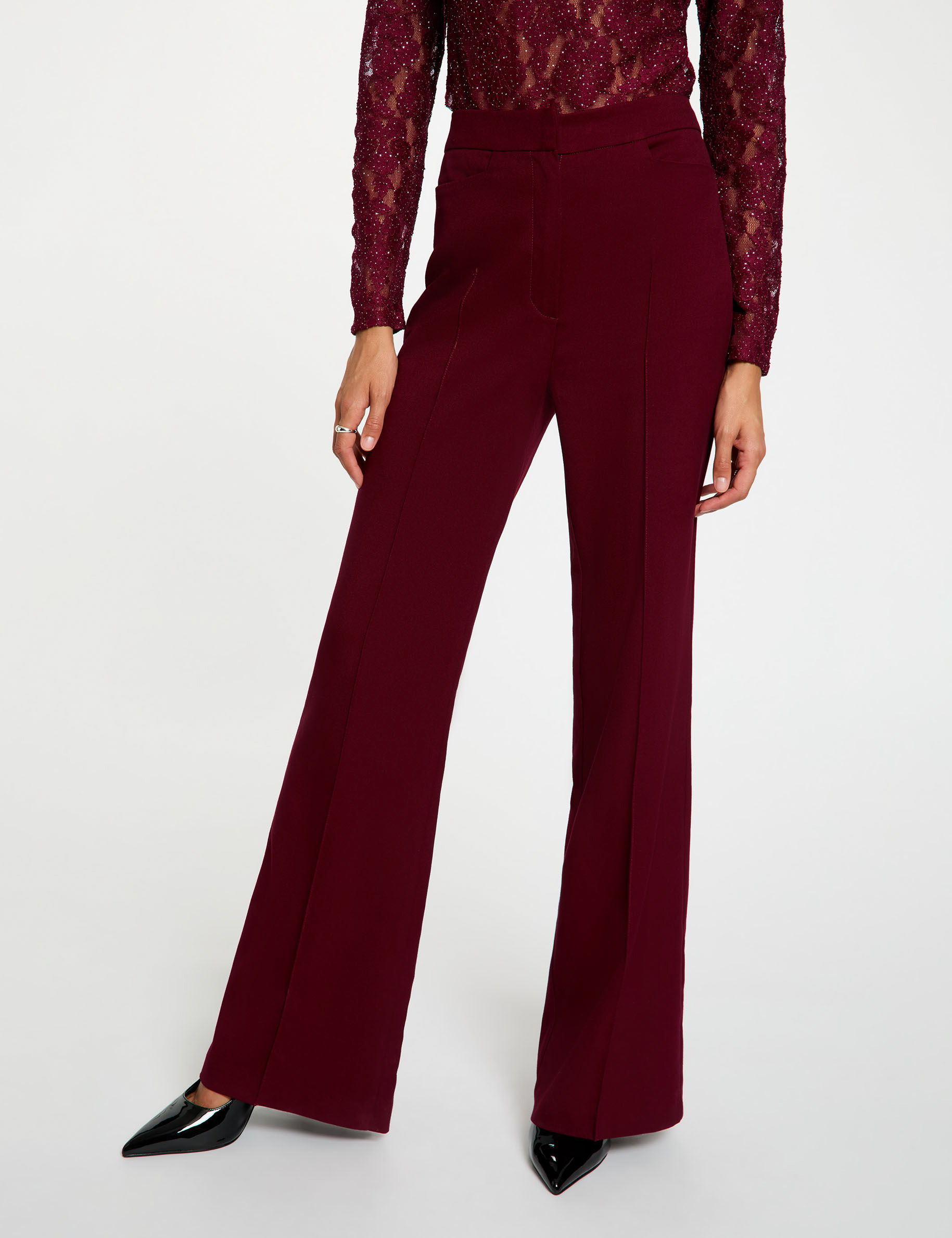 Pantalon bootcut bordeaux femme