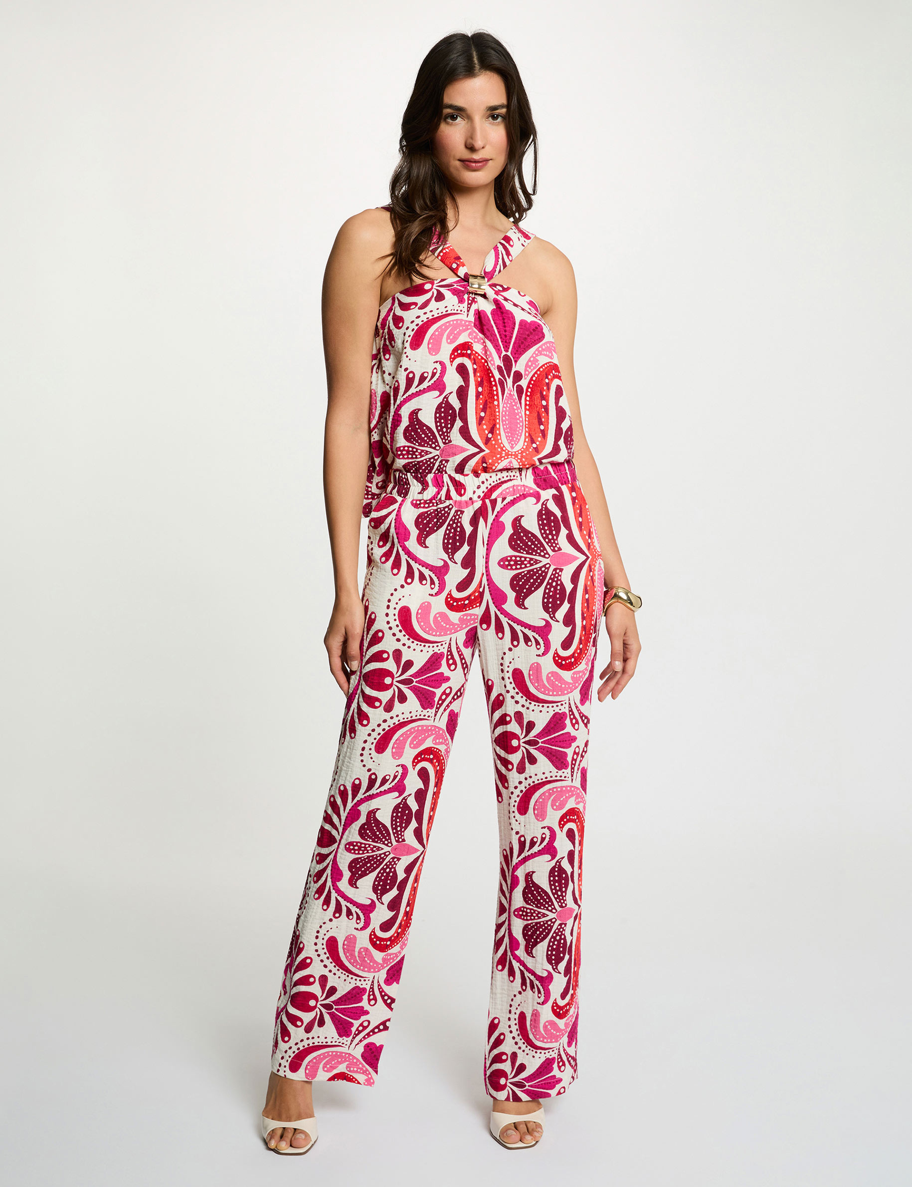 Soepel vallende rechte broek meerkleurig vrouw