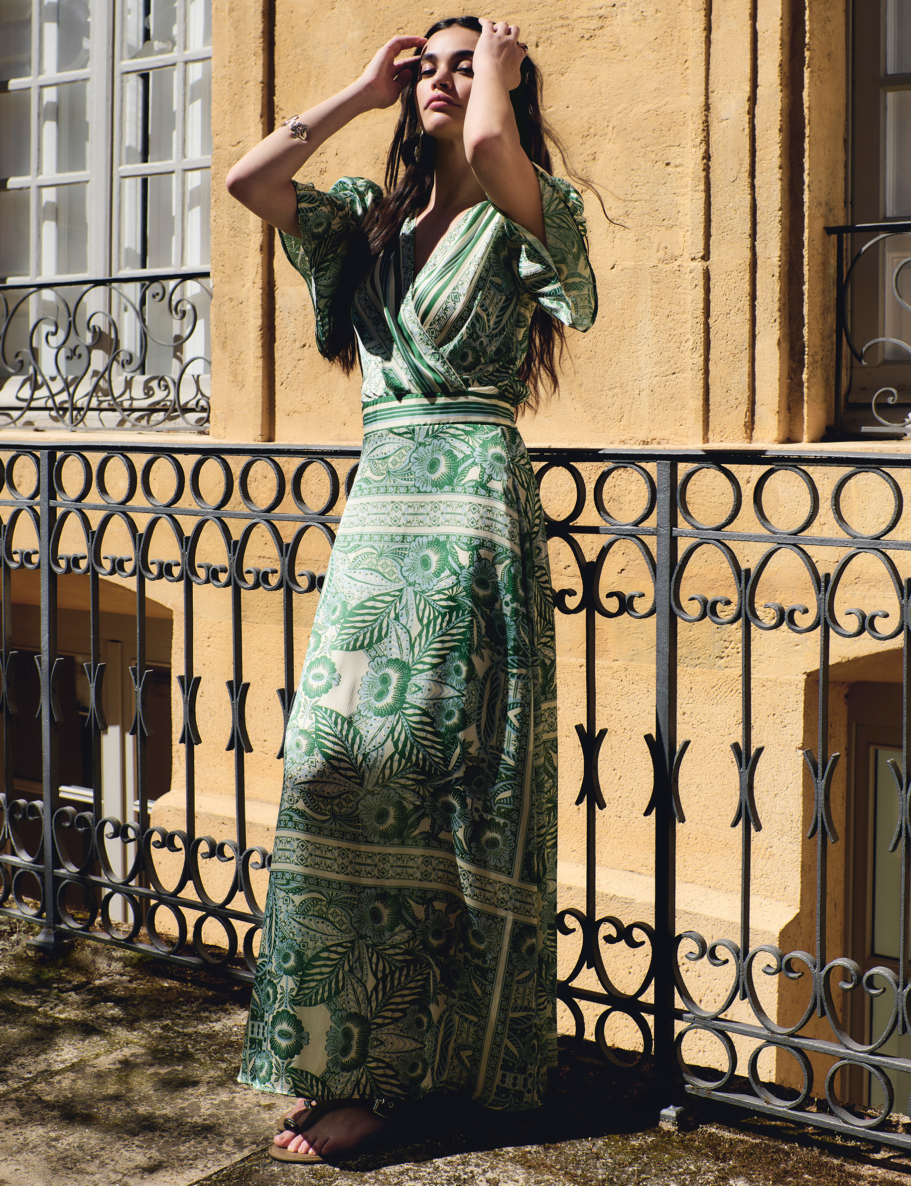 Robe longue cache coeur multicolore femme