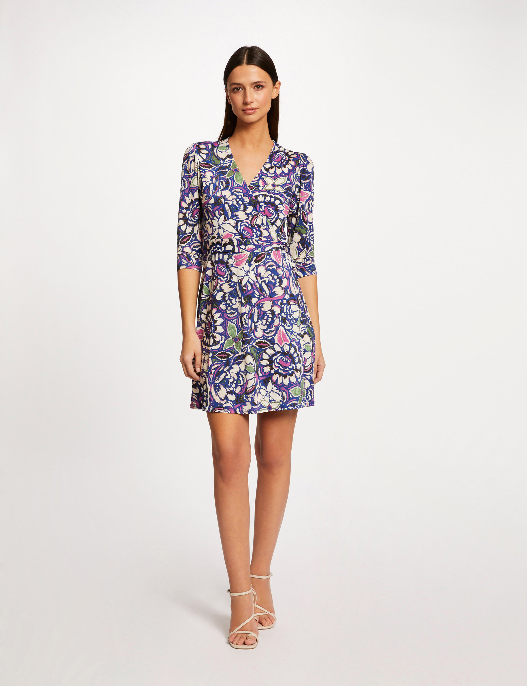 wikkeljurk met plantenprint meerkleurig vrouw Wikkeljurk met plantenprint meerkleurig vrouw