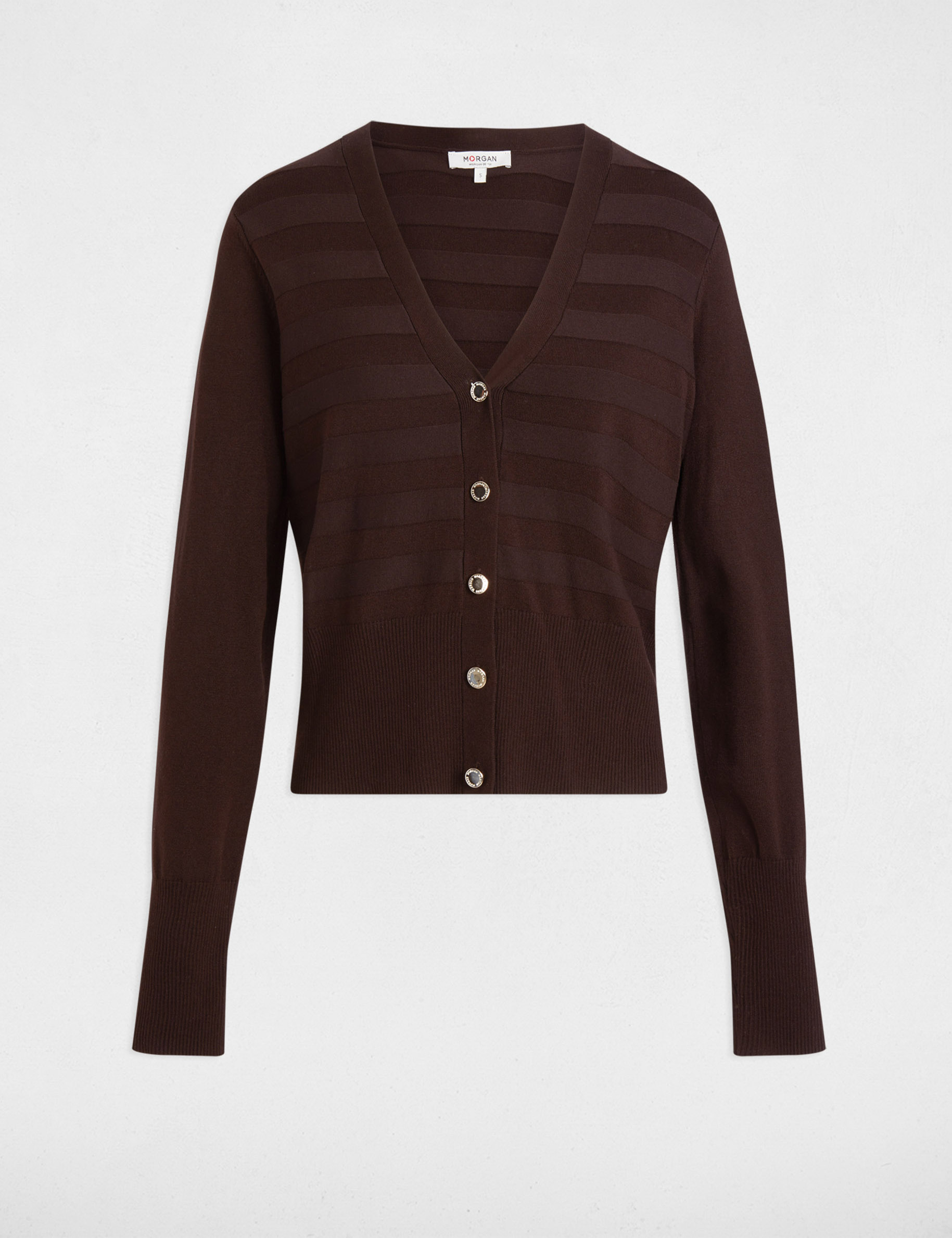 Gilet manches longues marron fonc&eacute; femme