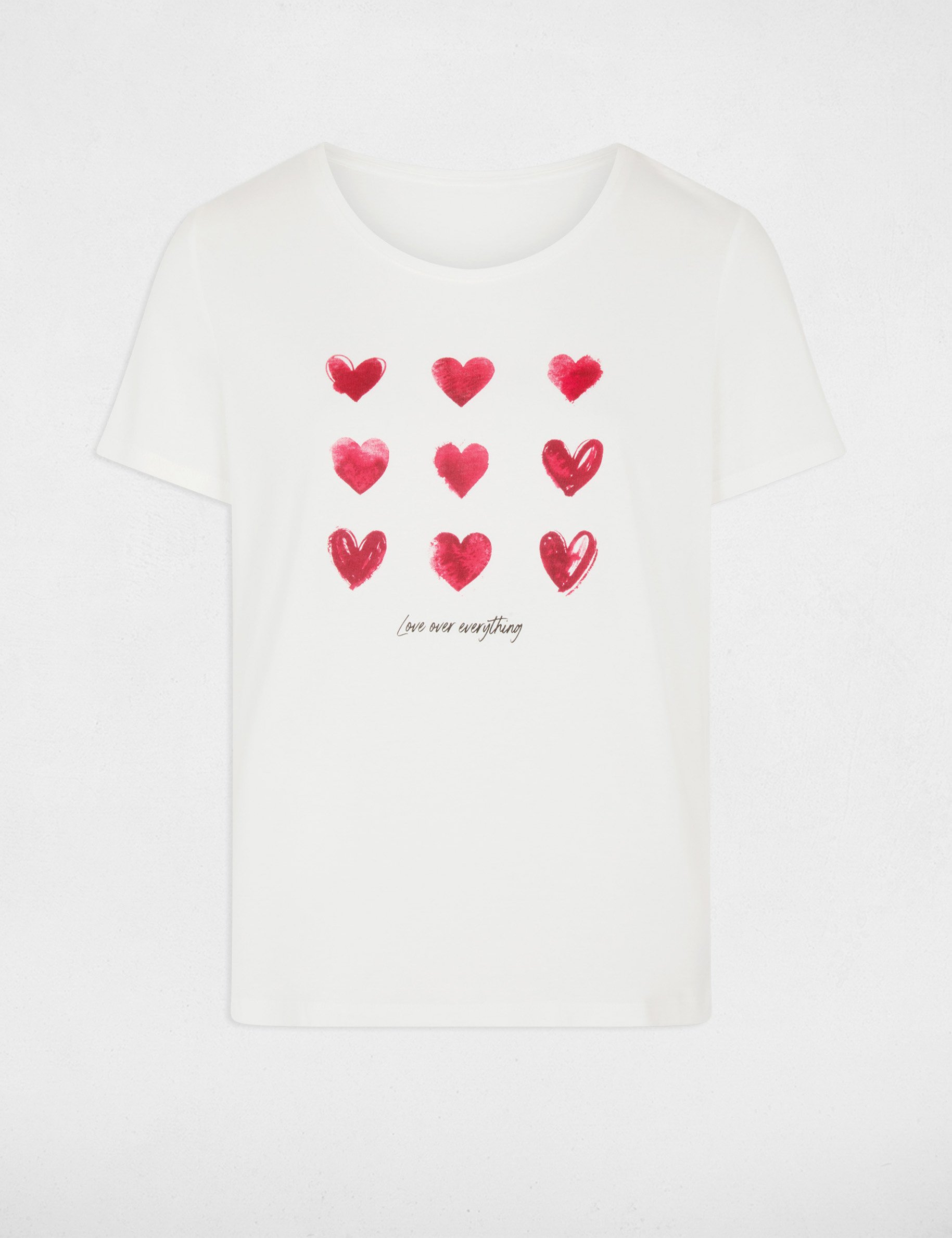 T-shirt met V-hals korte mouwen helder wit vrouw