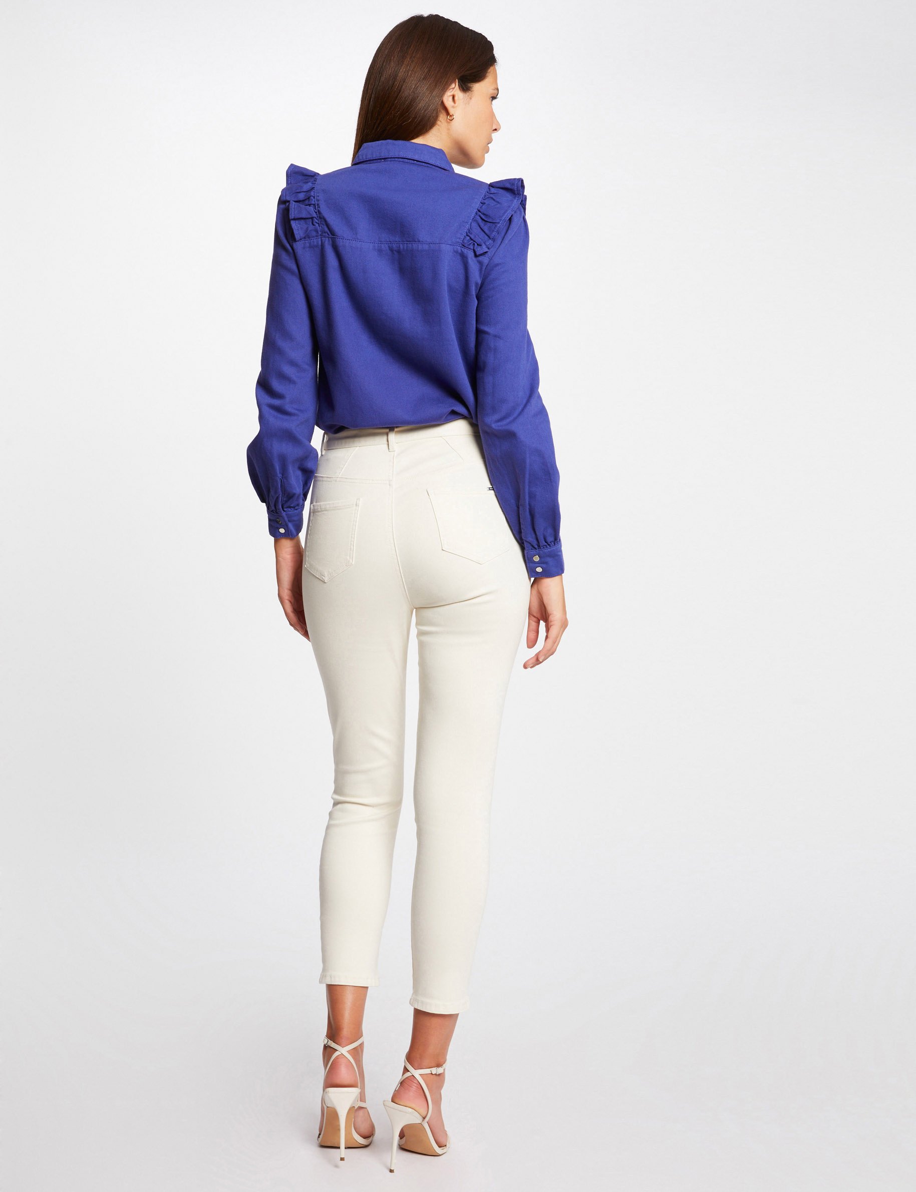 Chemise manches longues avec volants violet femme