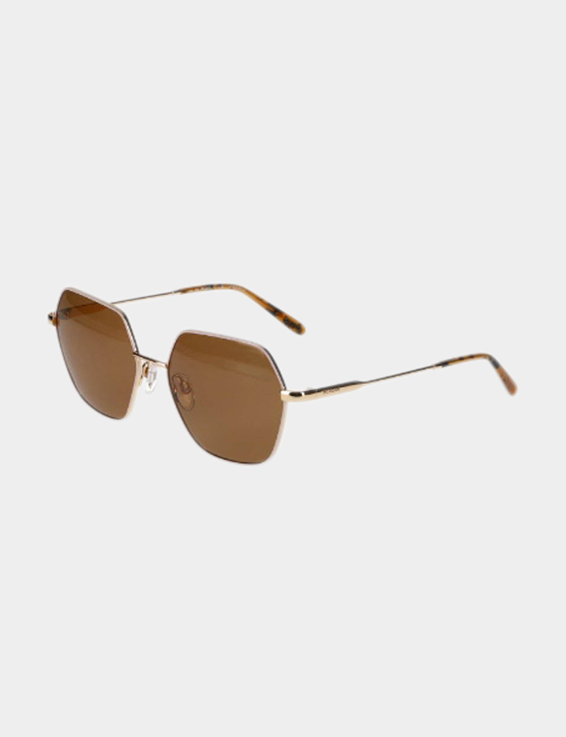 Lunettes de soleil hexagonales beige femme