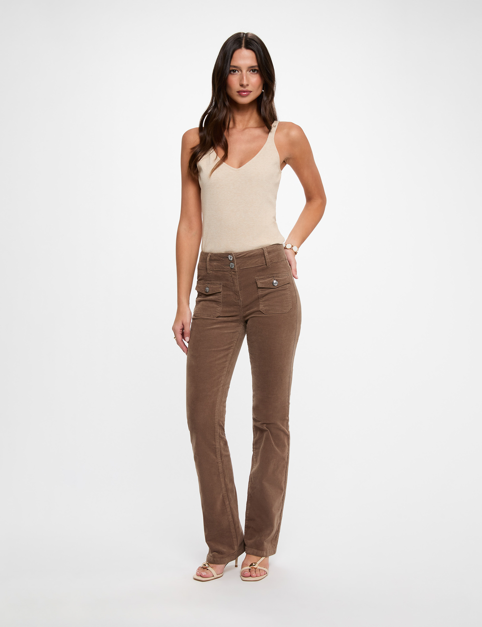 Broek van corduroy brons vrouw