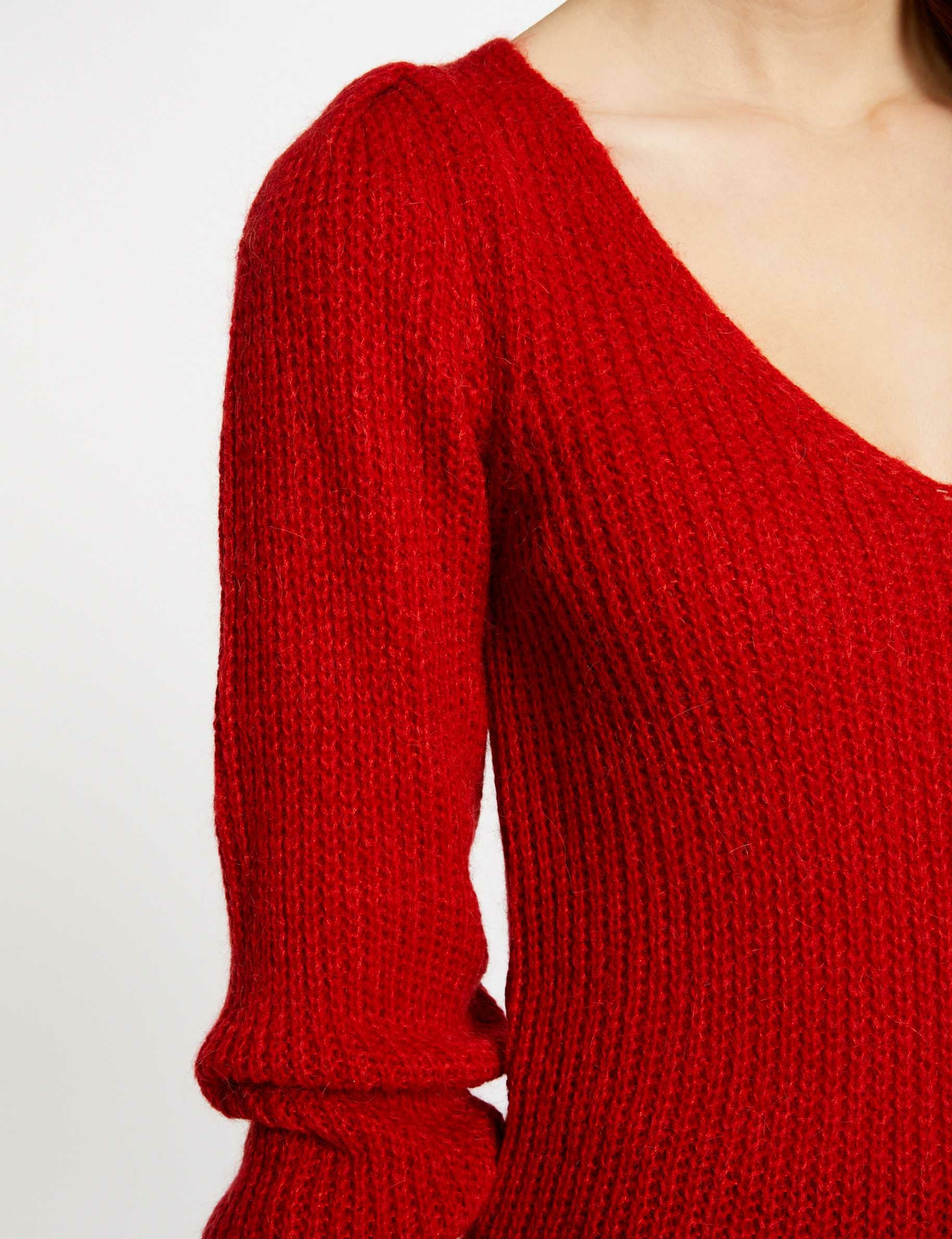 trui met lange mouwen en v hals medium rood vrouw Trui met lange mouwen en V-hals medium rood vrouw