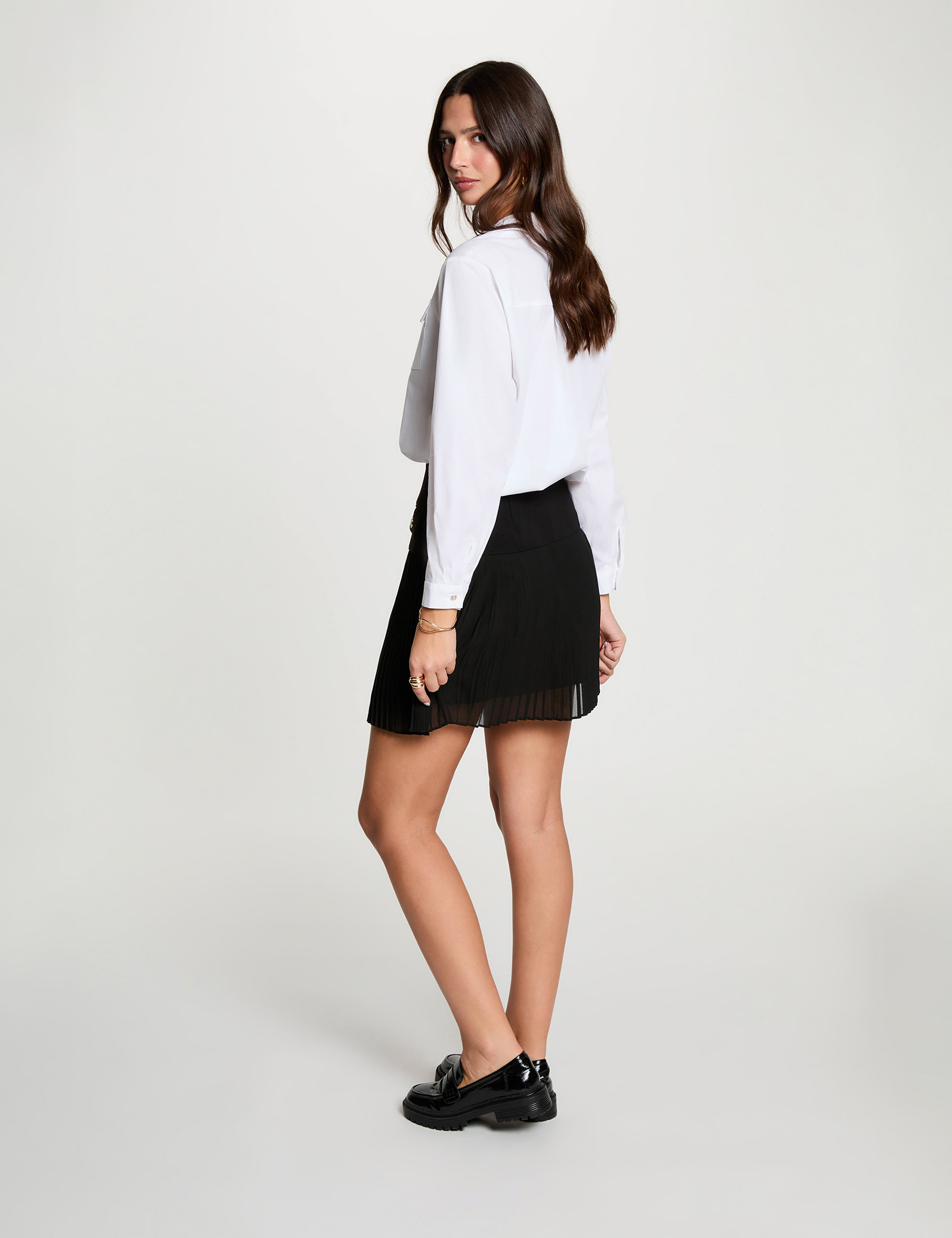 Jupe courte pliss&eacute;e noir femme