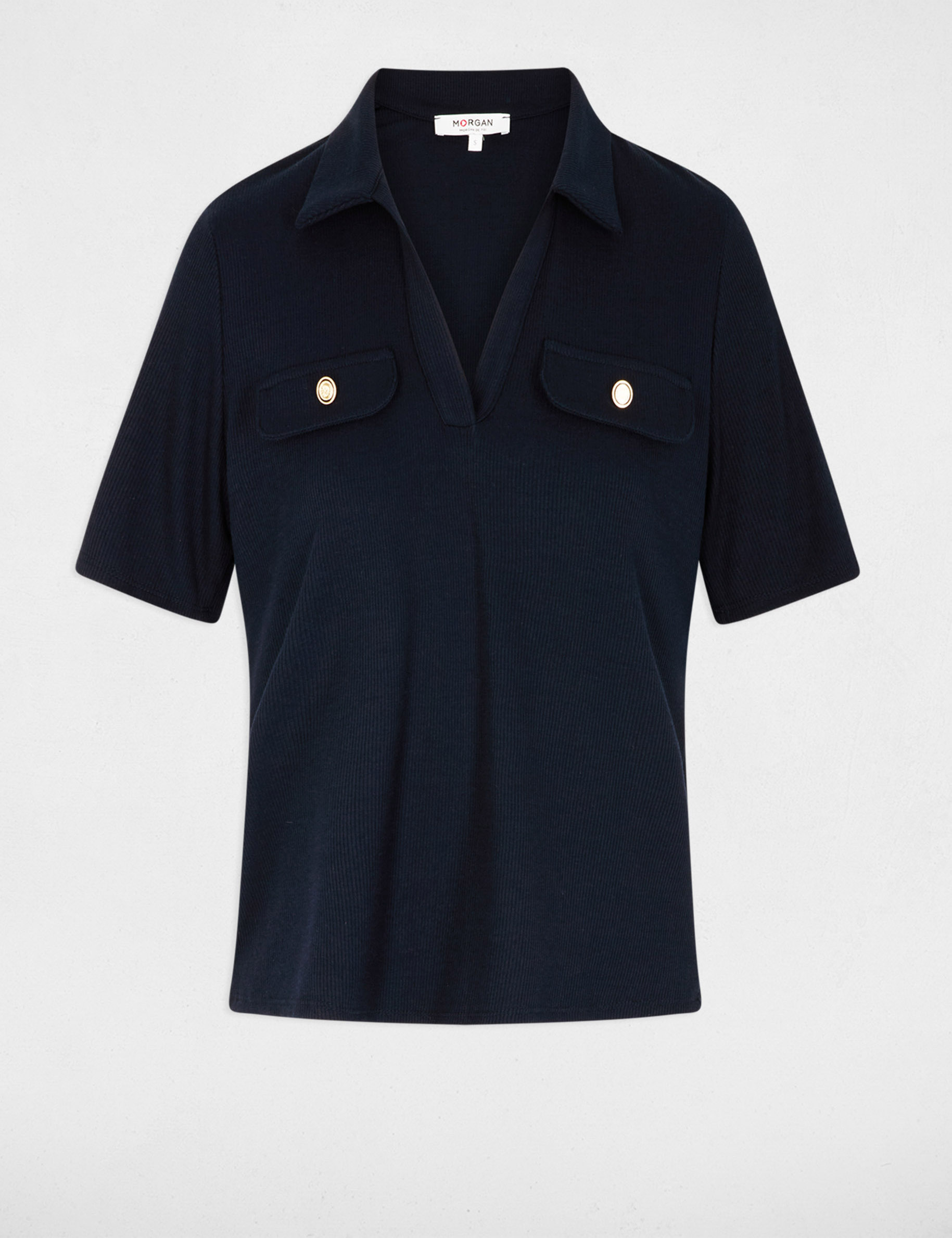 T-shirt met korte mouwen marineblauw vrouw